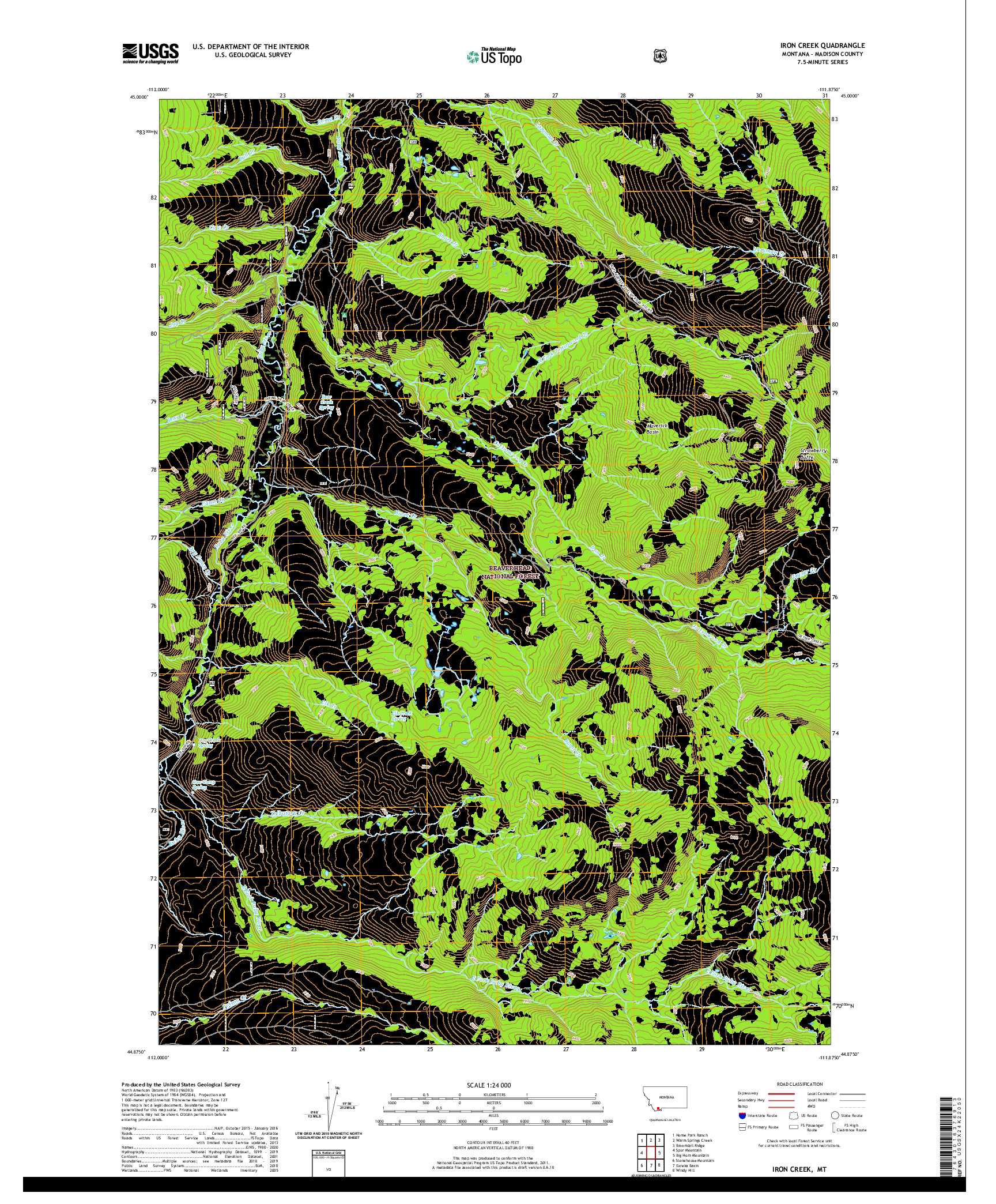 USGS US TOPO 7.5-MINUTE MAP FOR IRON CREEK, MT 2020