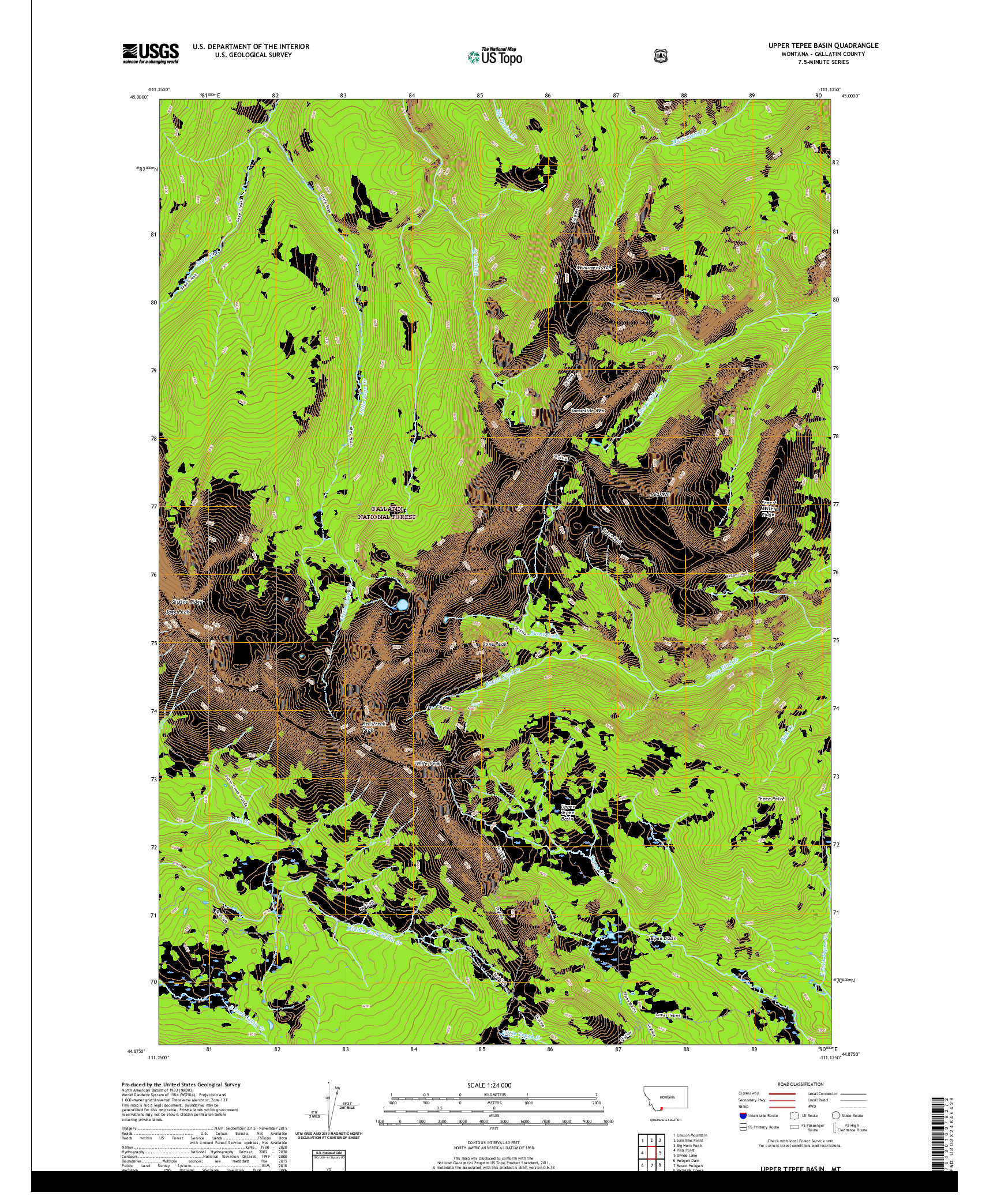 USGS US TOPO 7.5-MINUTE MAP FOR UPPER TEPEE BASIN, MT 2020