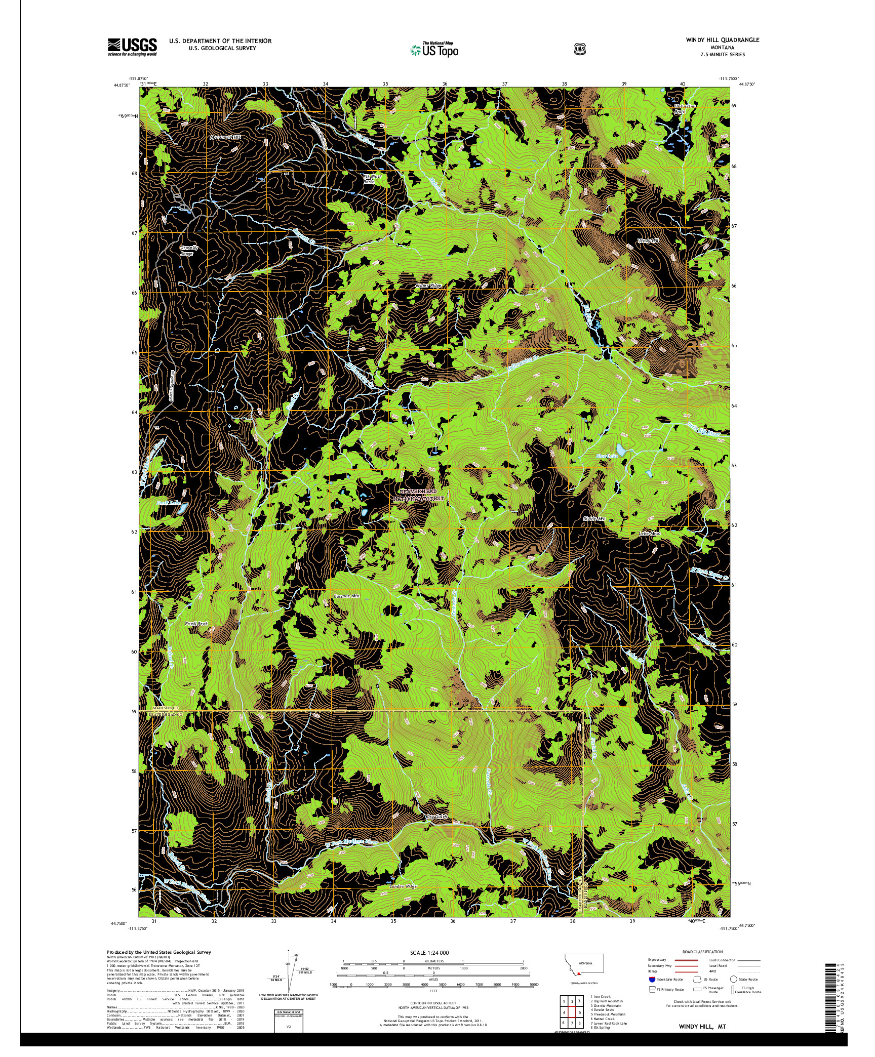 USGS US TOPO 7.5-MINUTE MAP FOR WINDY HILL, MT 2020