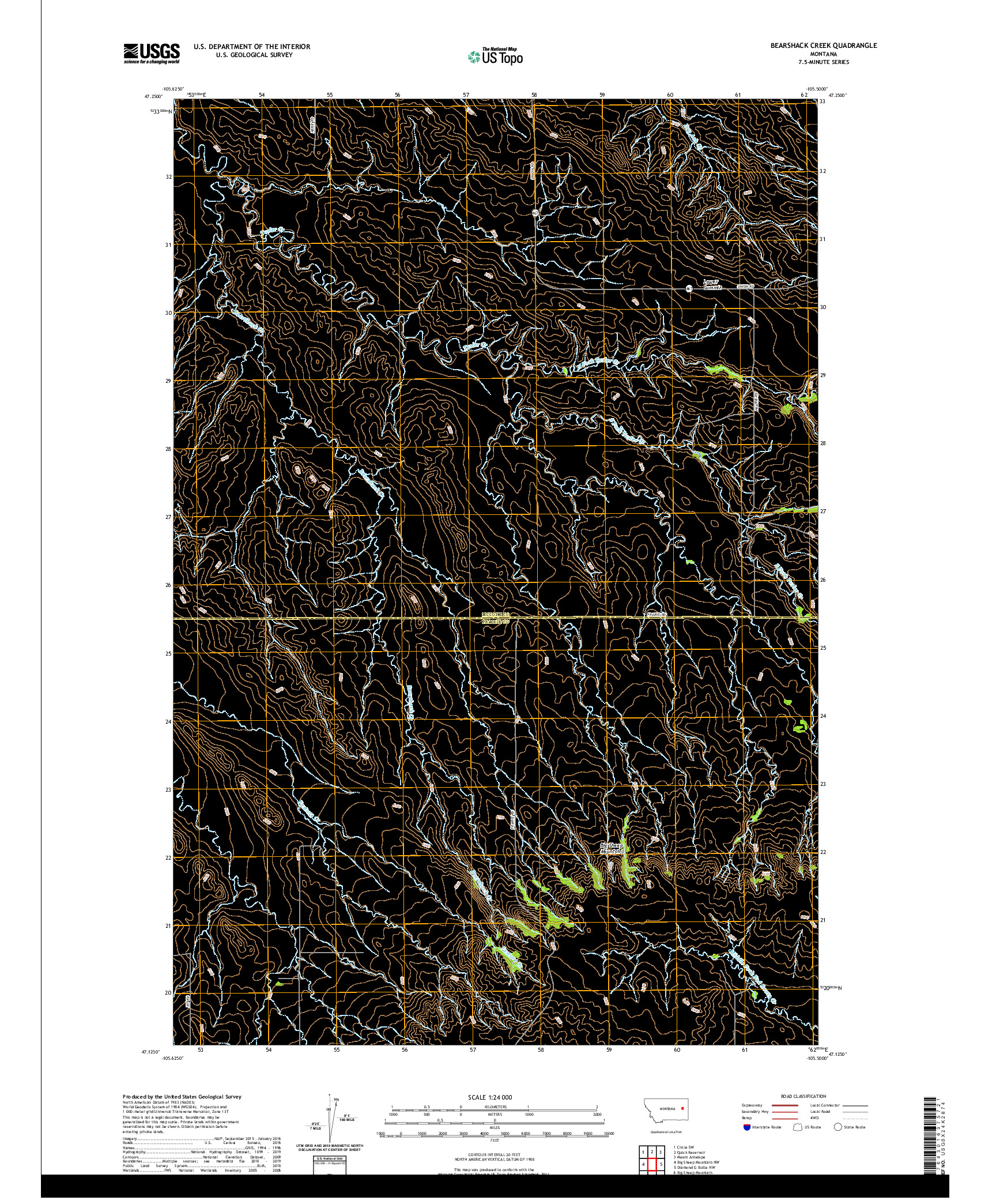 USGS US TOPO 7.5-MINUTE MAP FOR BEARSHACK CREEK, MT 2020