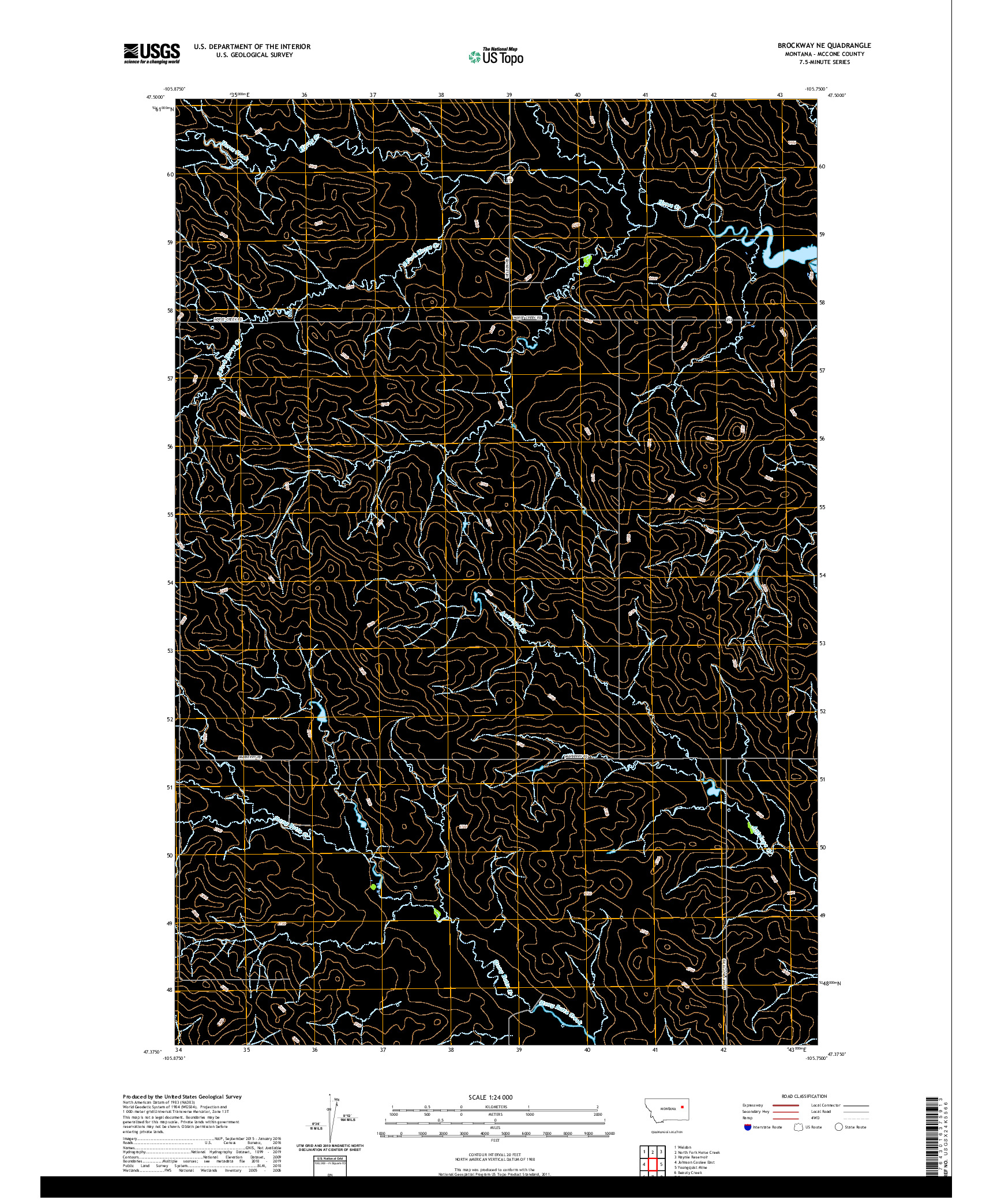 USGS US TOPO 7.5-MINUTE MAP FOR BROCKWAY NE, MT 2020