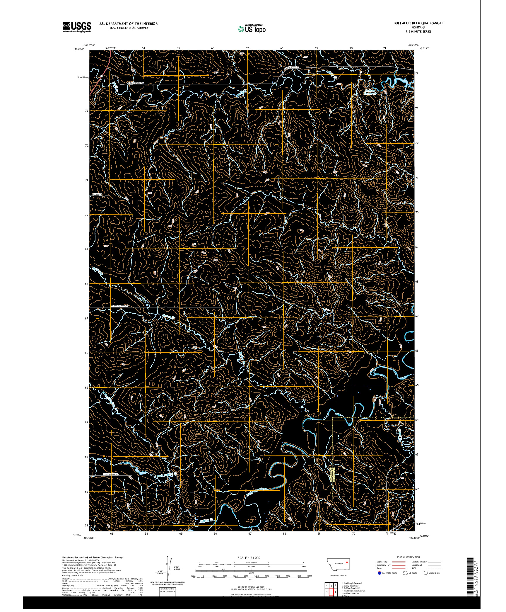 USGS US TOPO 7.5-MINUTE MAP FOR BUFFALO CREEK, MT 2020