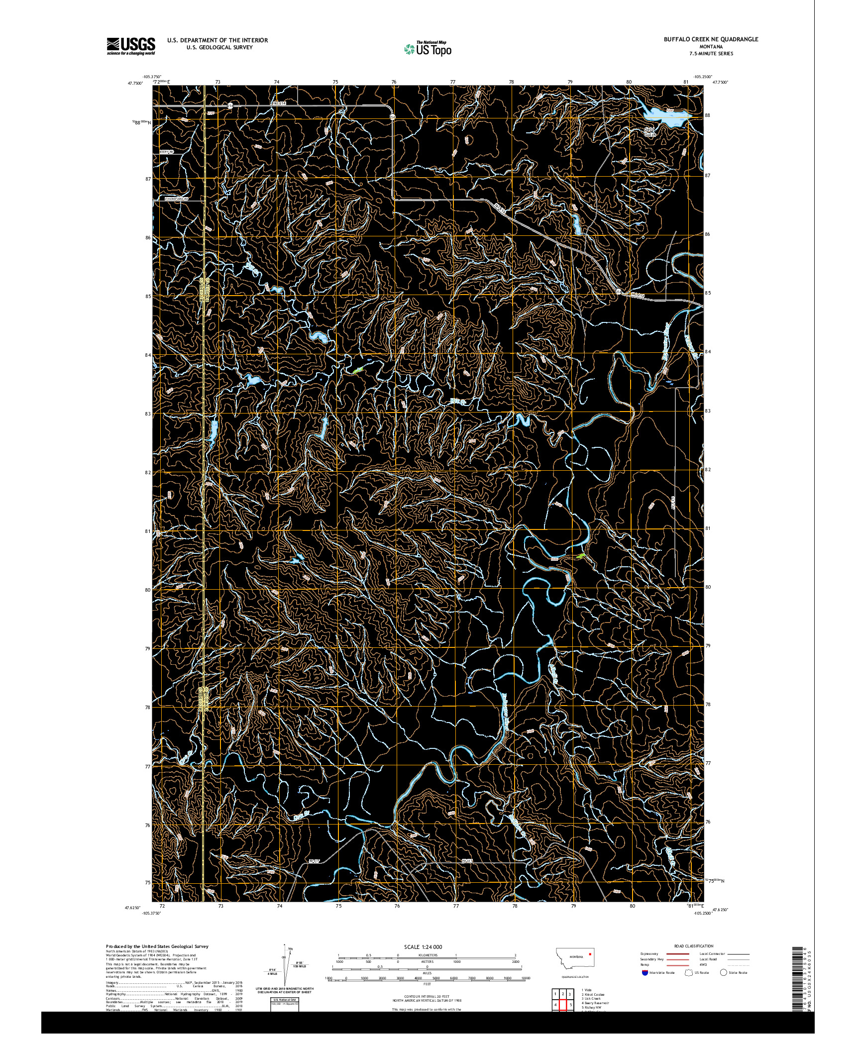 USGS US TOPO 7.5-MINUTE MAP FOR BUFFALO CREEK NE, MT 2020