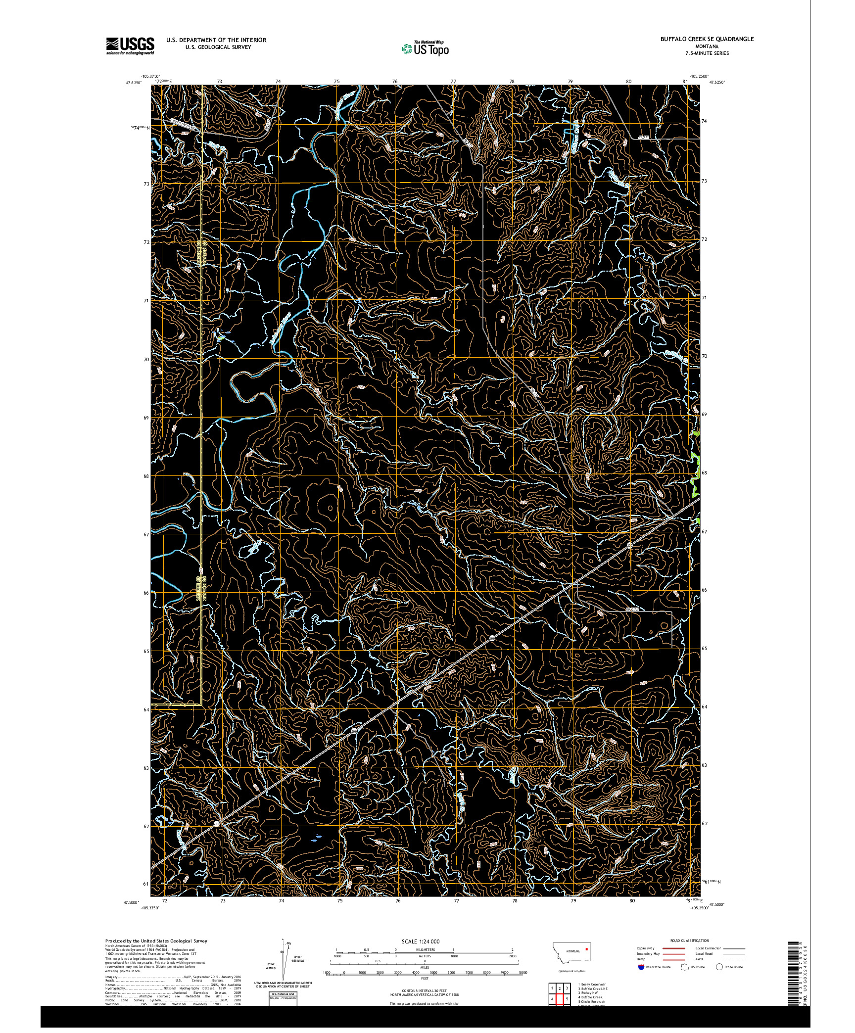 USGS US TOPO 7.5-MINUTE MAP FOR BUFFALO CREEK SE, MT 2020
