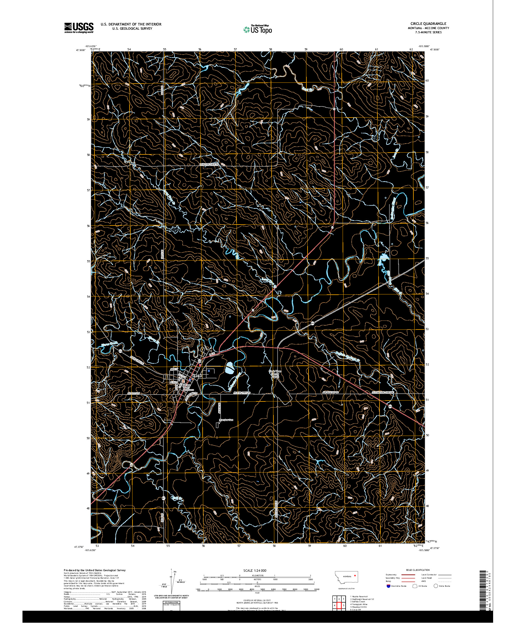 USGS US TOPO 7.5-MINUTE MAP FOR CIRCLE, MT 2020