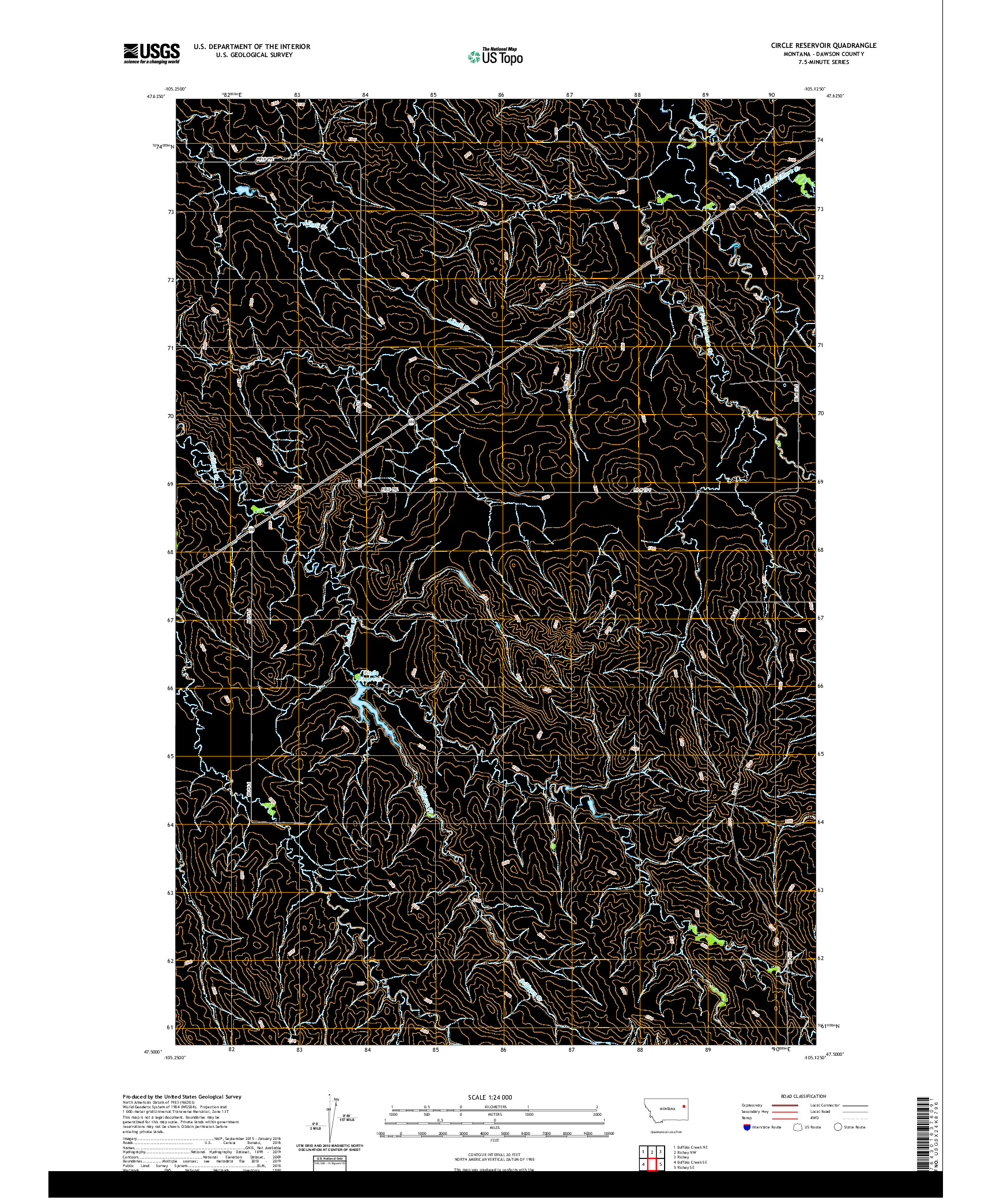 USGS US TOPO 7.5-MINUTE MAP FOR CIRCLE RESERVOIR, MT 2020