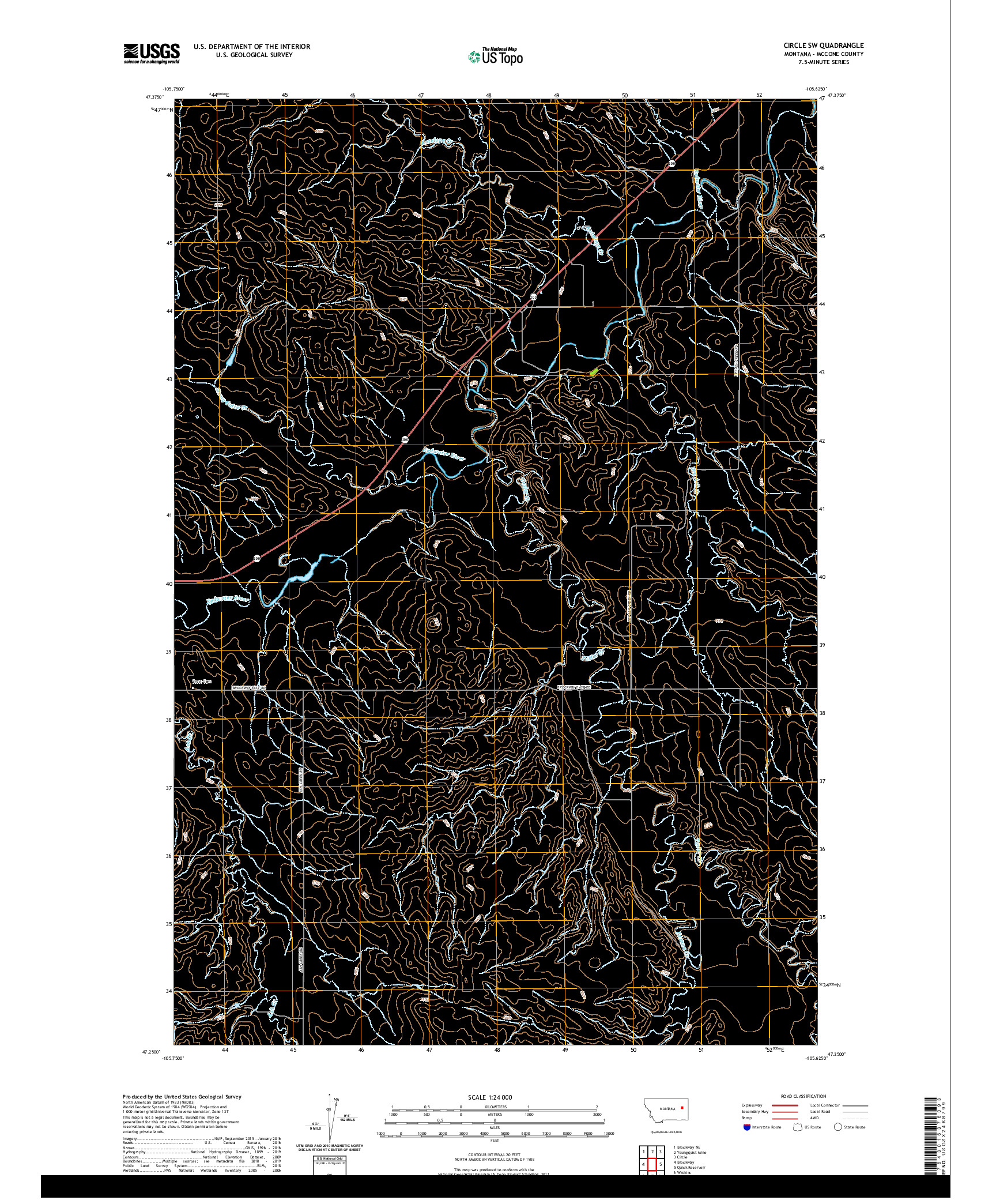 USGS US TOPO 7.5-MINUTE MAP FOR CIRCLE SW, MT 2020