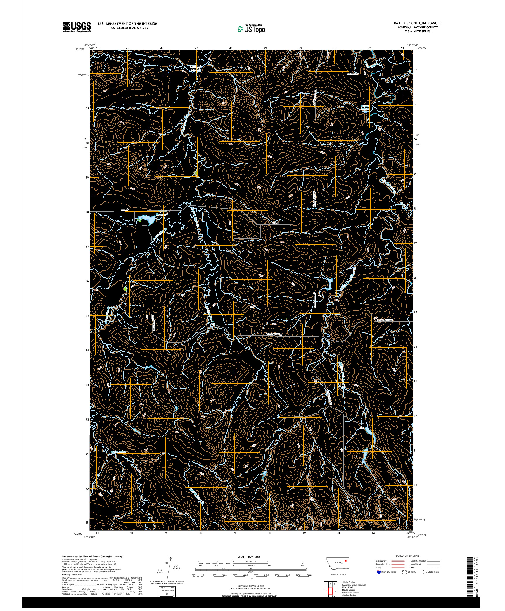 USGS US TOPO 7.5-MINUTE MAP FOR DAILEY SPRING, MT 2020