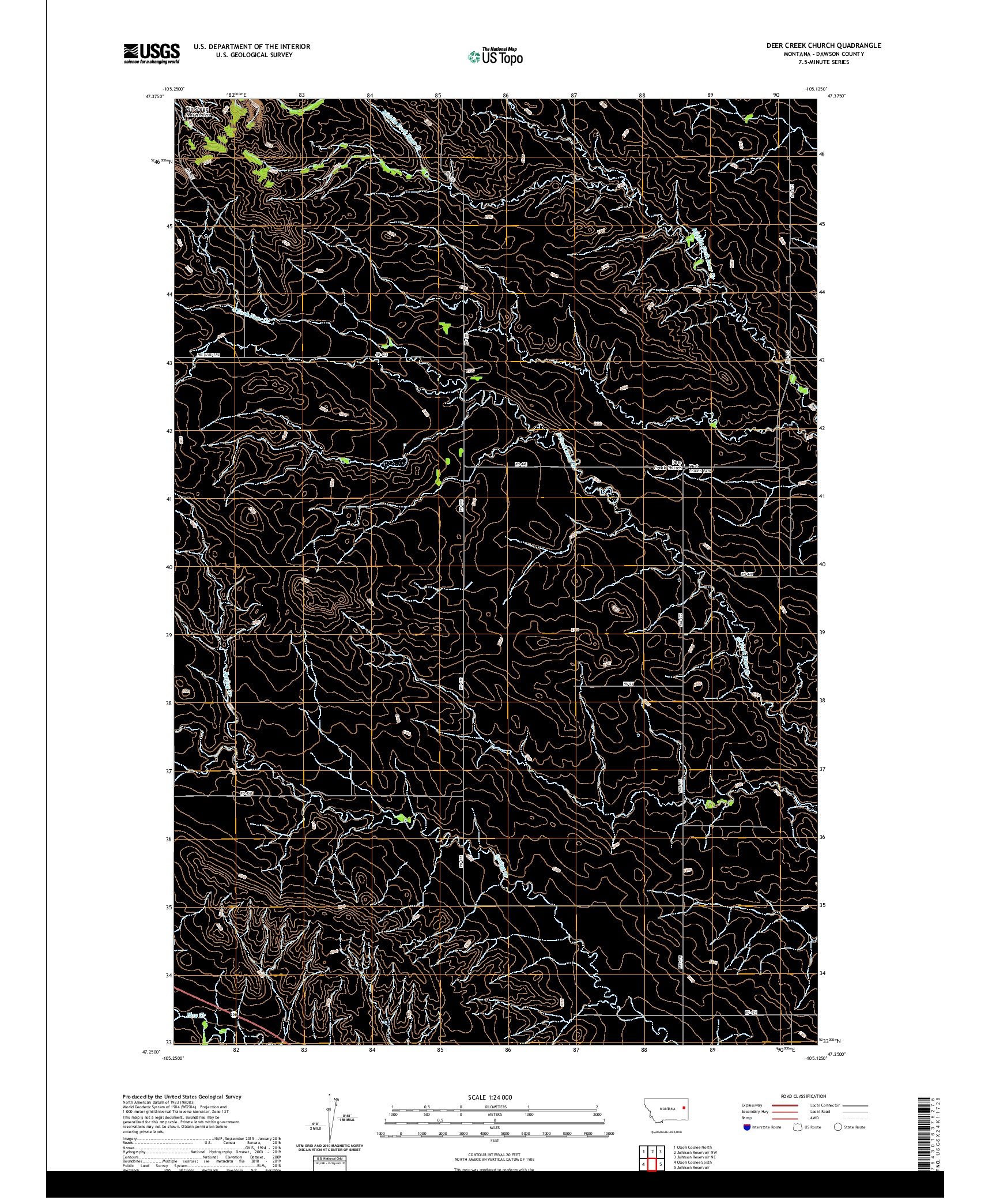 USGS US TOPO 7.5-MINUTE MAP FOR DEER CREEK CHURCH, MT 2020