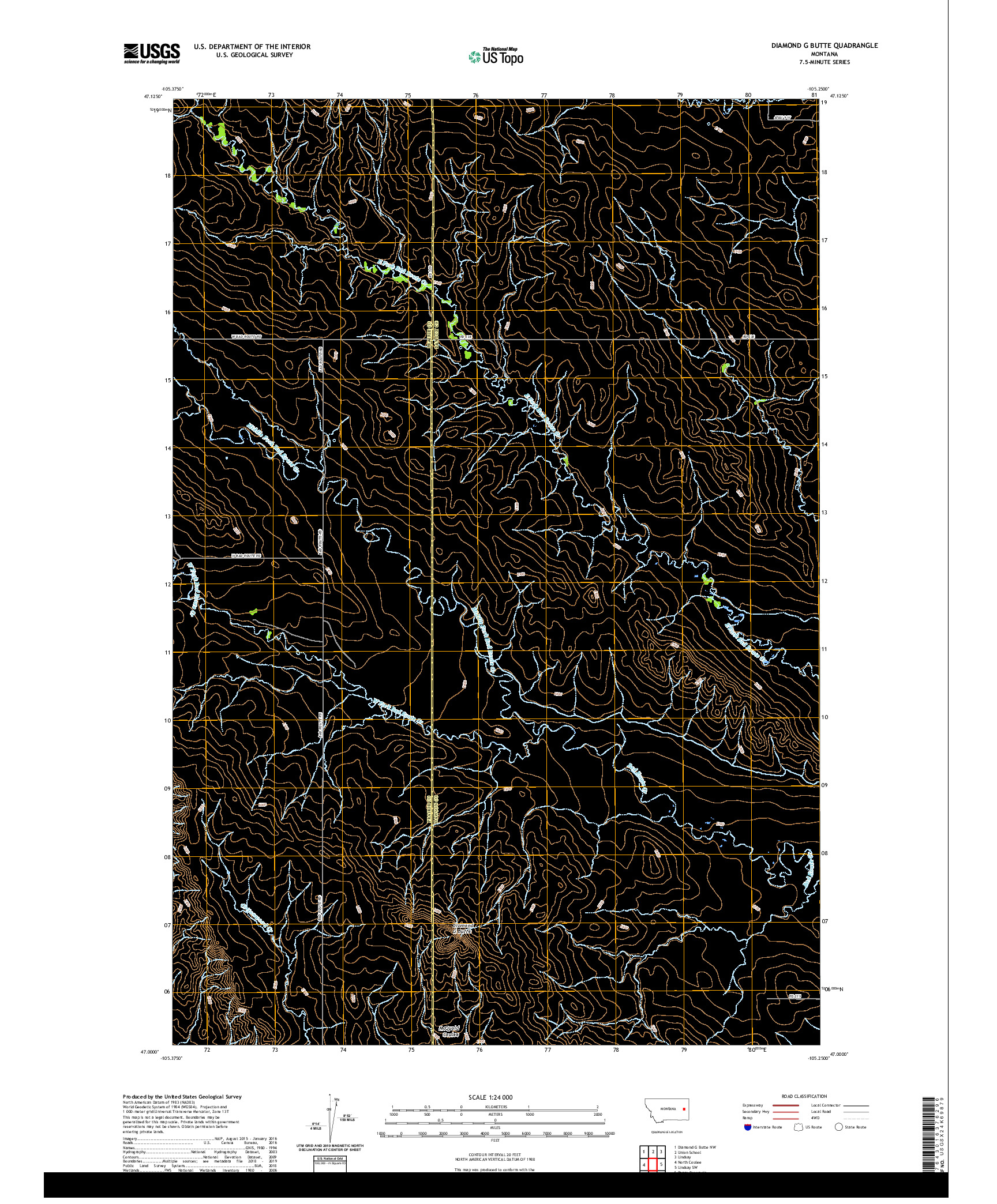 USGS US TOPO 7.5-MINUTE MAP FOR DIAMOND G BUTTE, MT 2020