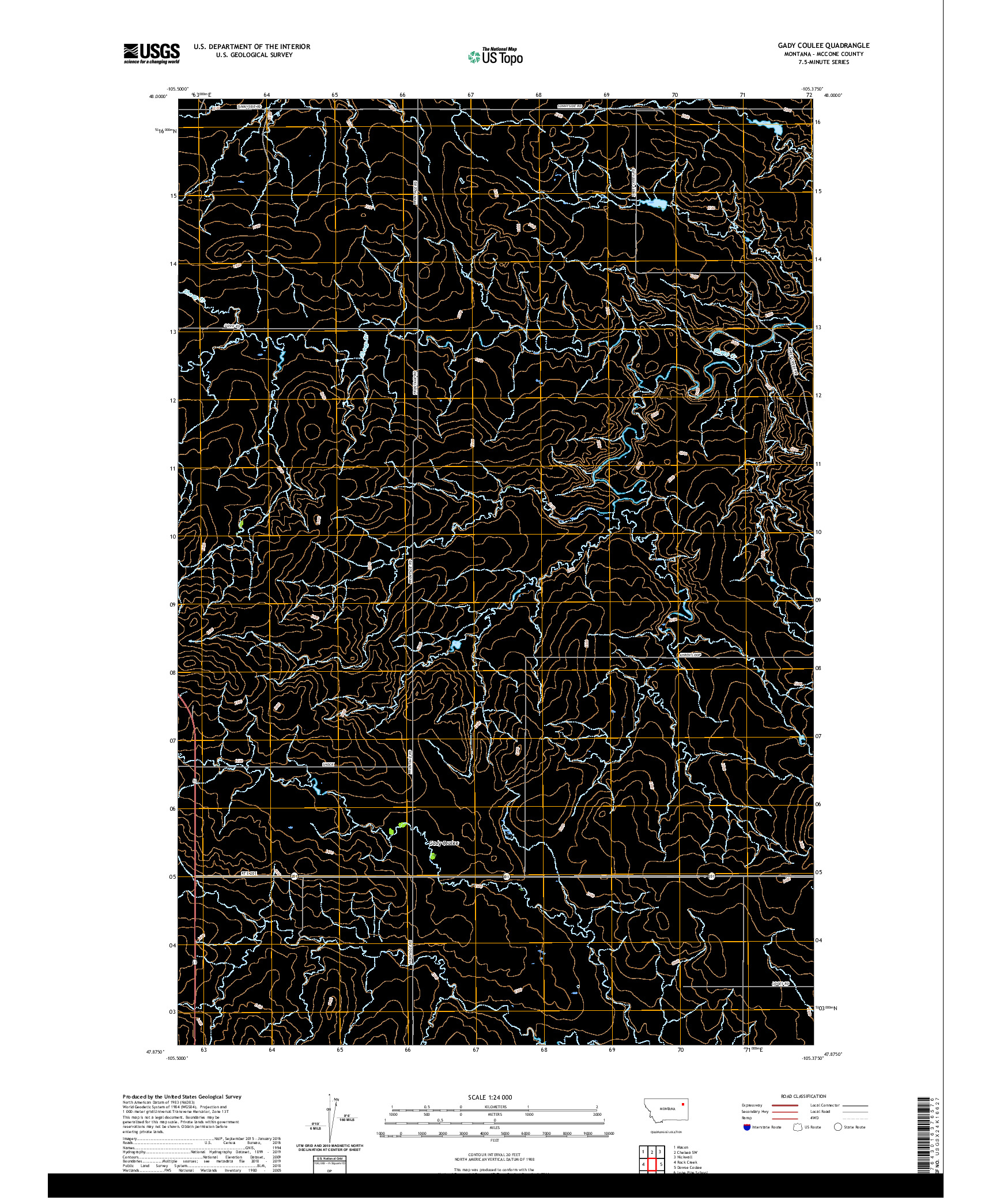 USGS US TOPO 7.5-MINUTE MAP FOR GADY COULEE, MT 2020