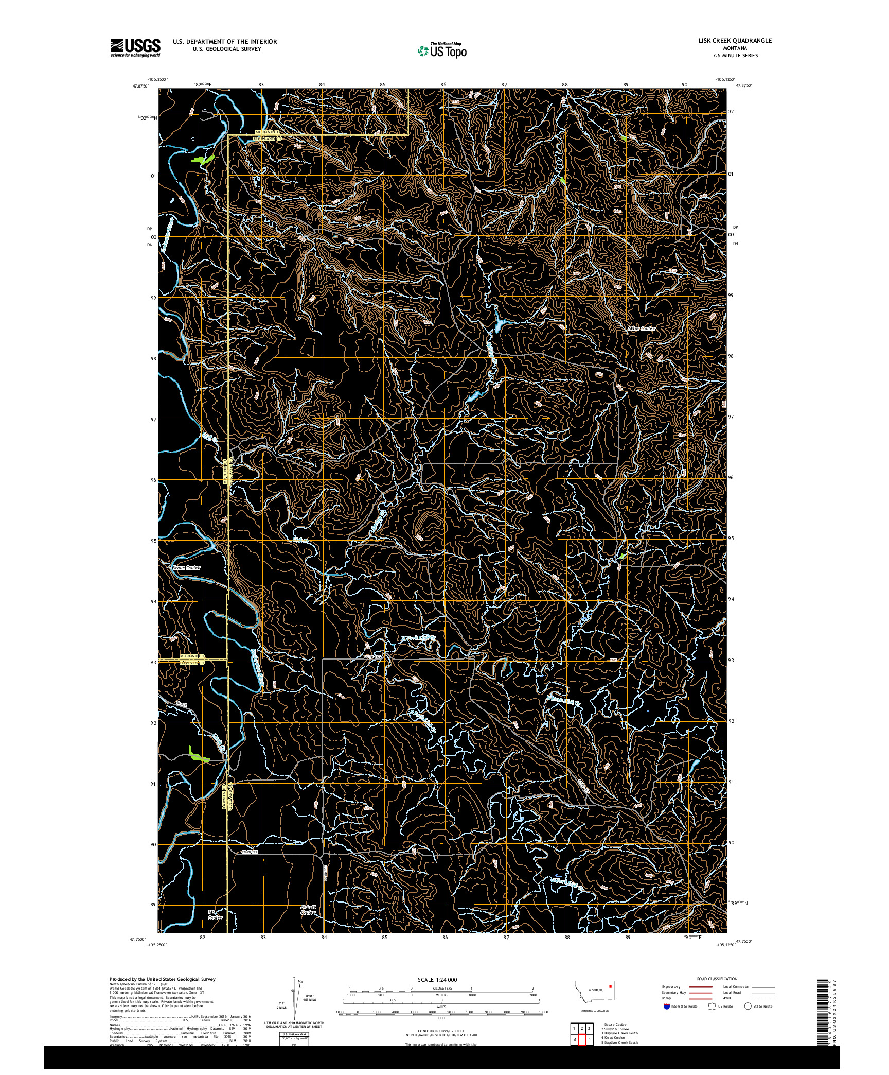 USGS US TOPO 7.5-MINUTE MAP FOR LISK CREEK, MT 2020