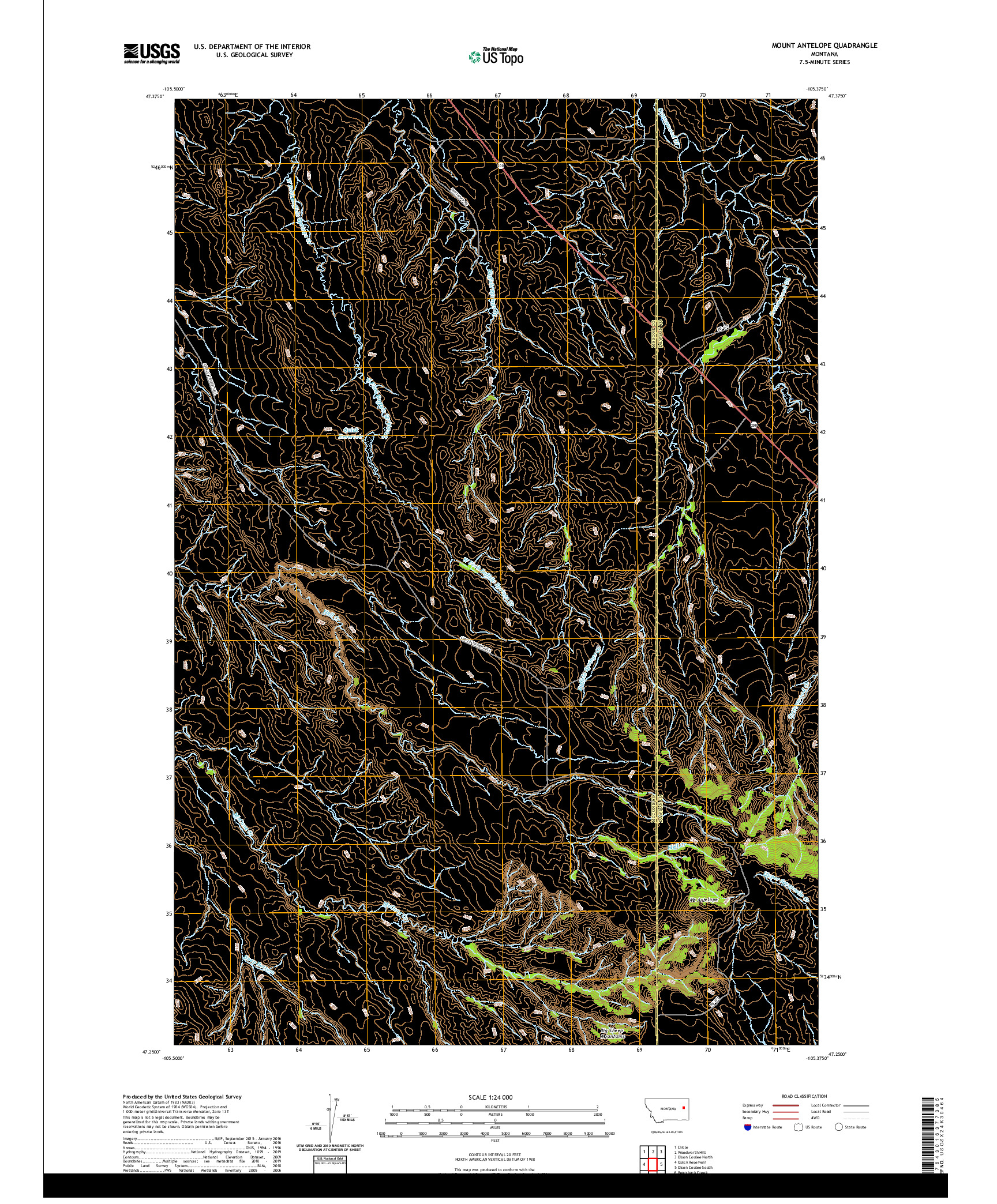 USGS US TOPO 7.5-MINUTE MAP FOR MOUNT ANTELOPE, MT 2020