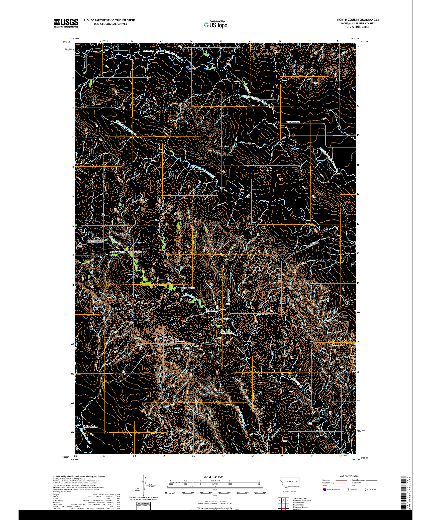 USGS US TOPO 7.5-MINUTE MAP FOR NORTH COULEE, MT 2020