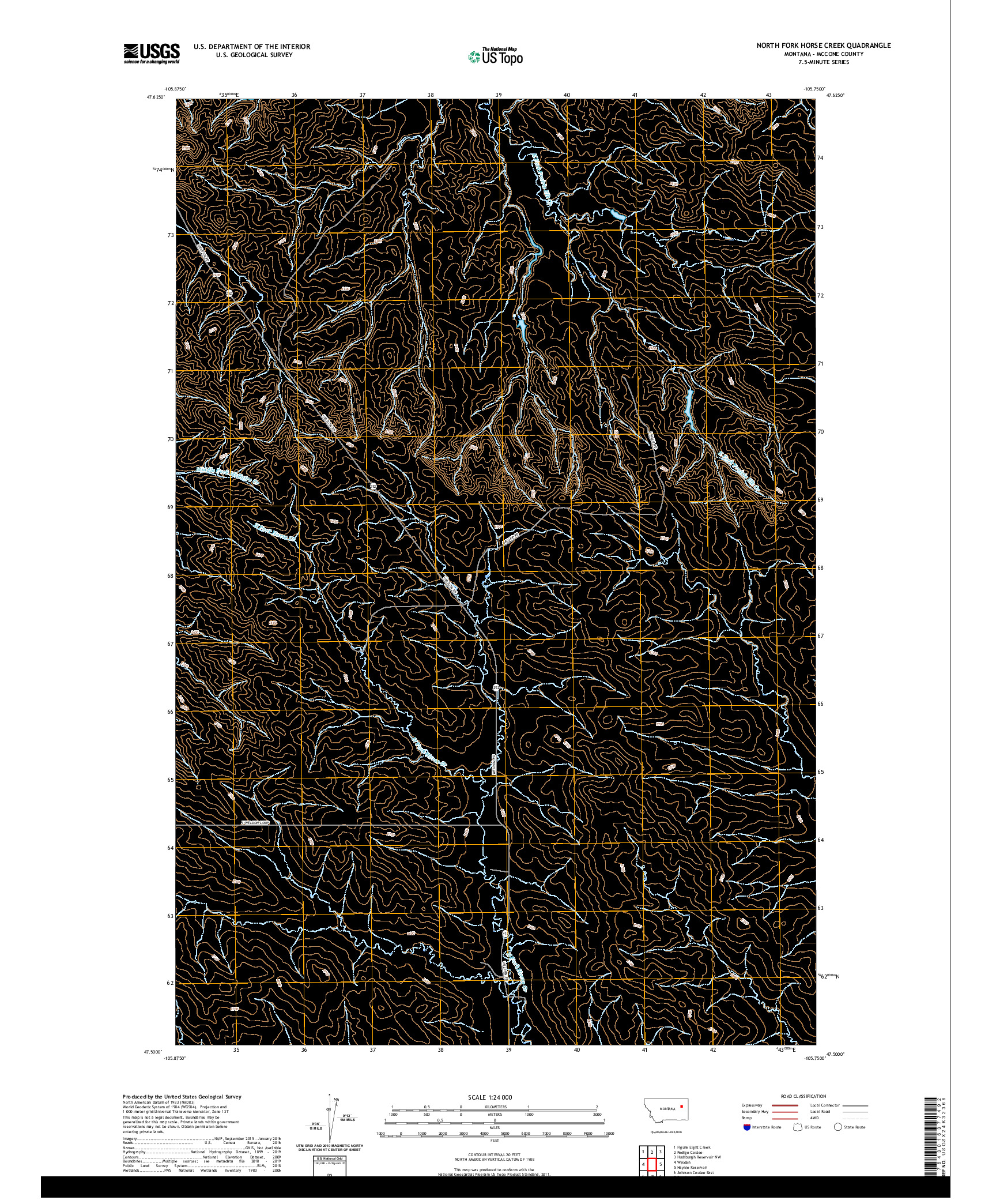 USGS US TOPO 7.5-MINUTE MAP FOR NORTH FORK HORSE CREEK, MT 2020