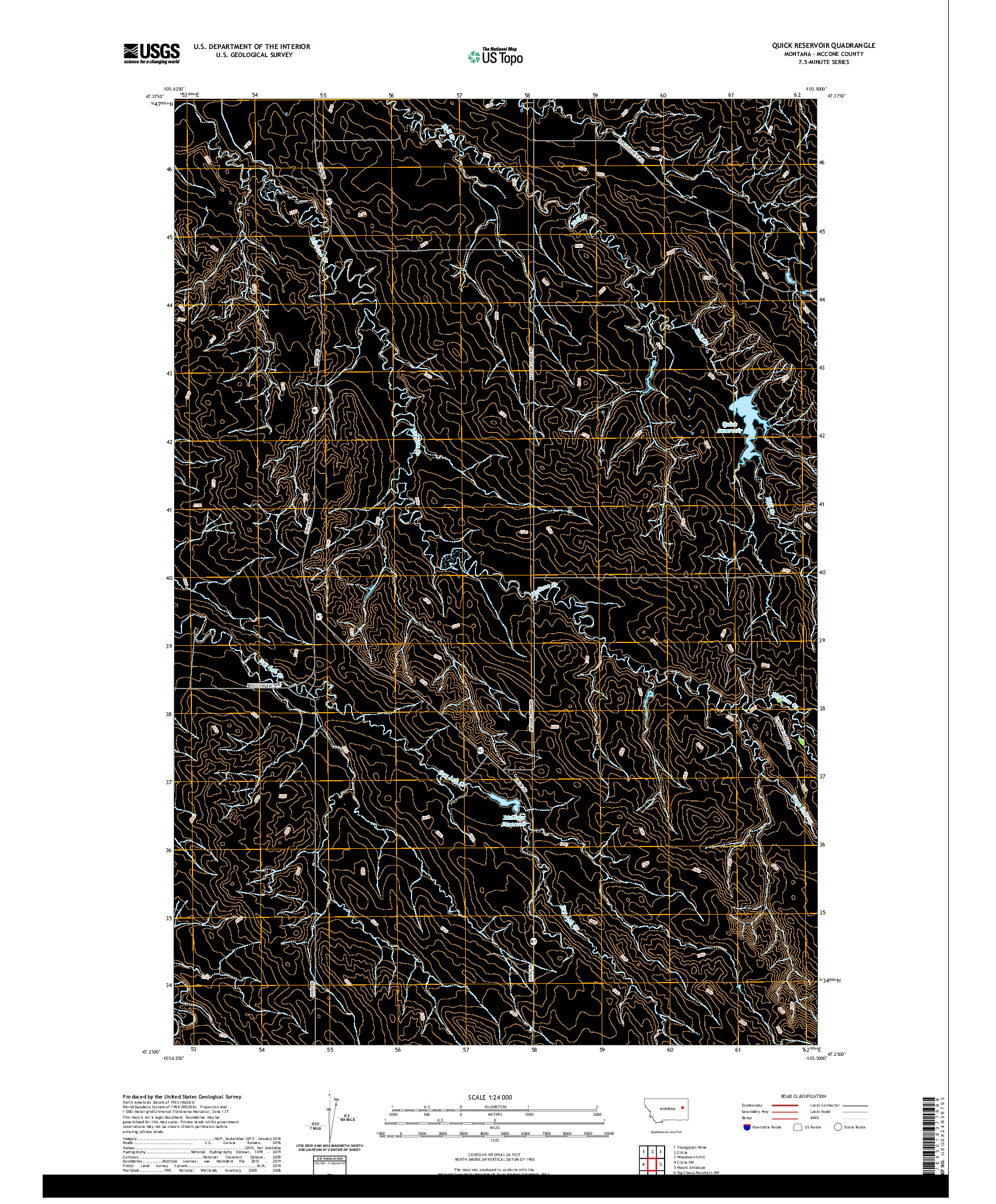 USGS US TOPO 7.5-MINUTE MAP FOR QUICK RESERVOIR, MT 2020
