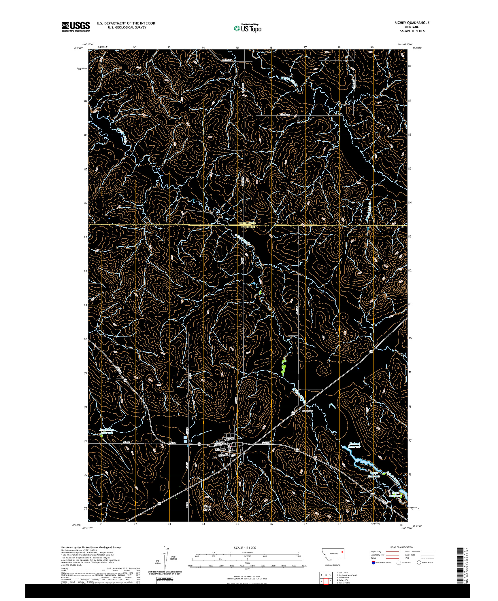 USGS US TOPO 7.5-MINUTE MAP FOR RICHEY, MT 2020