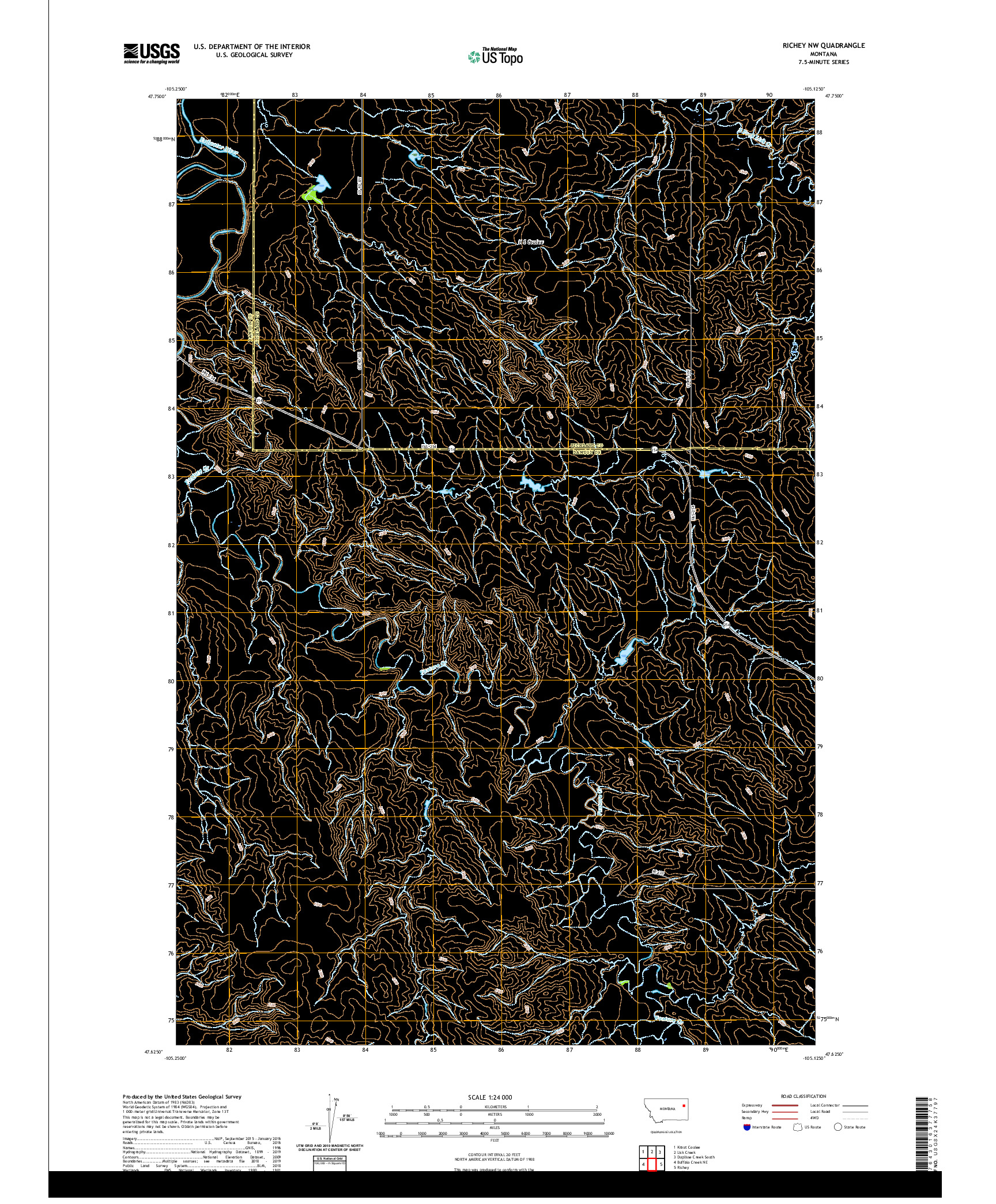 USGS US TOPO 7.5-MINUTE MAP FOR RICHEY NW, MT 2020