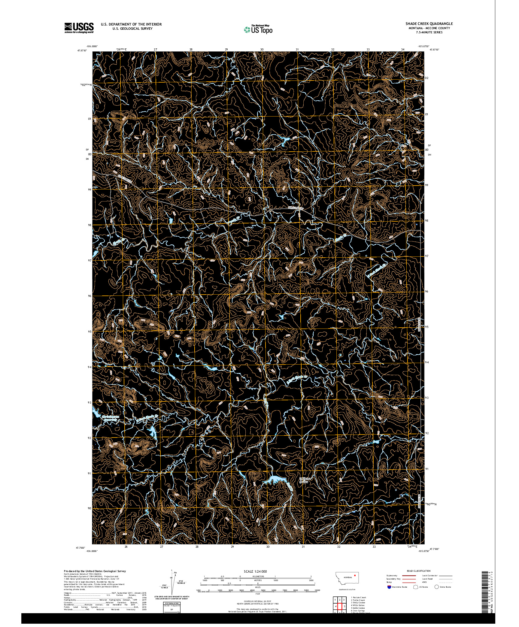 USGS US TOPO 7.5-MINUTE MAP FOR SHADE CREEK, MT 2020