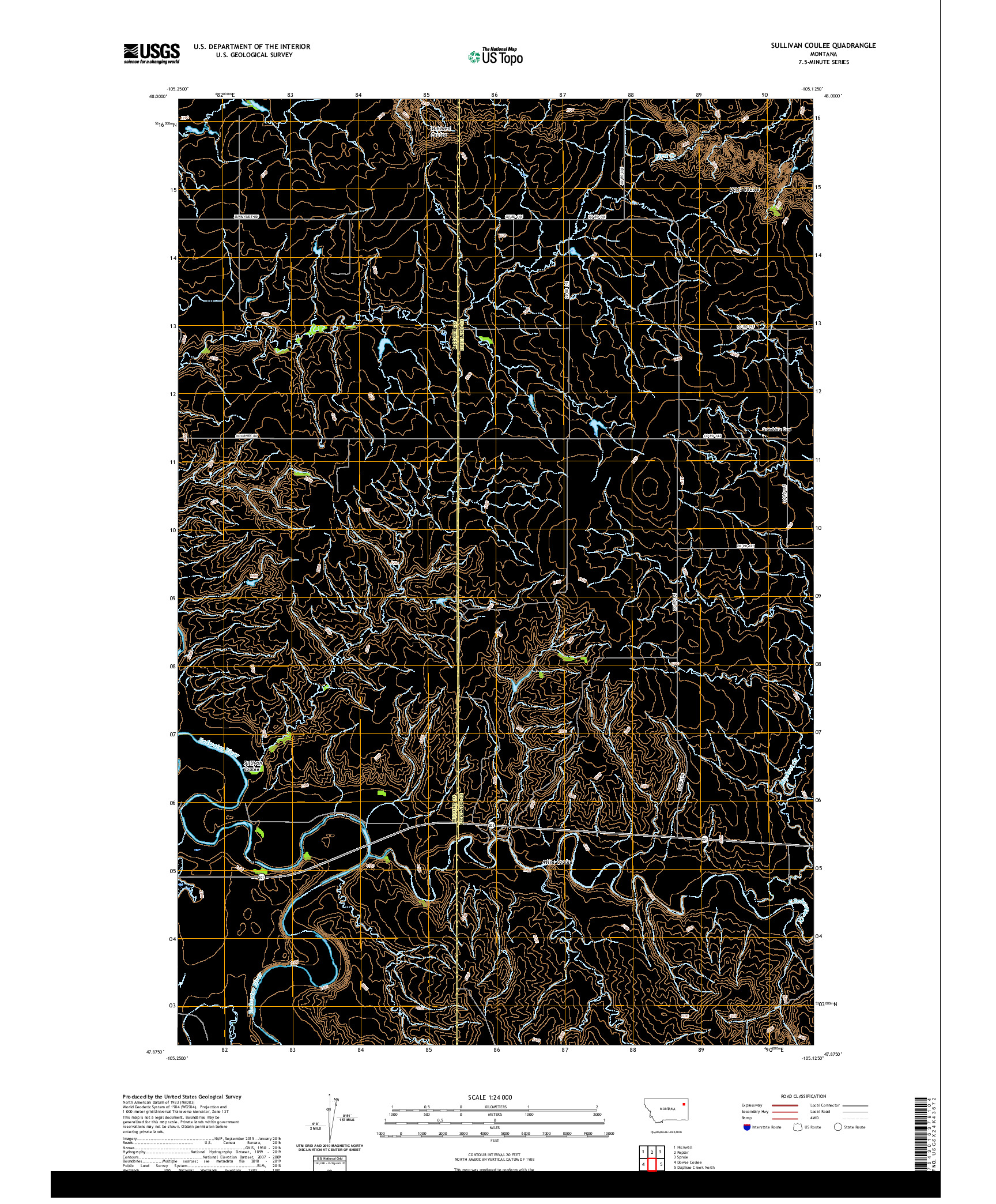 USGS US TOPO 7.5-MINUTE MAP FOR SULLIVAN COULEE, MT 2020