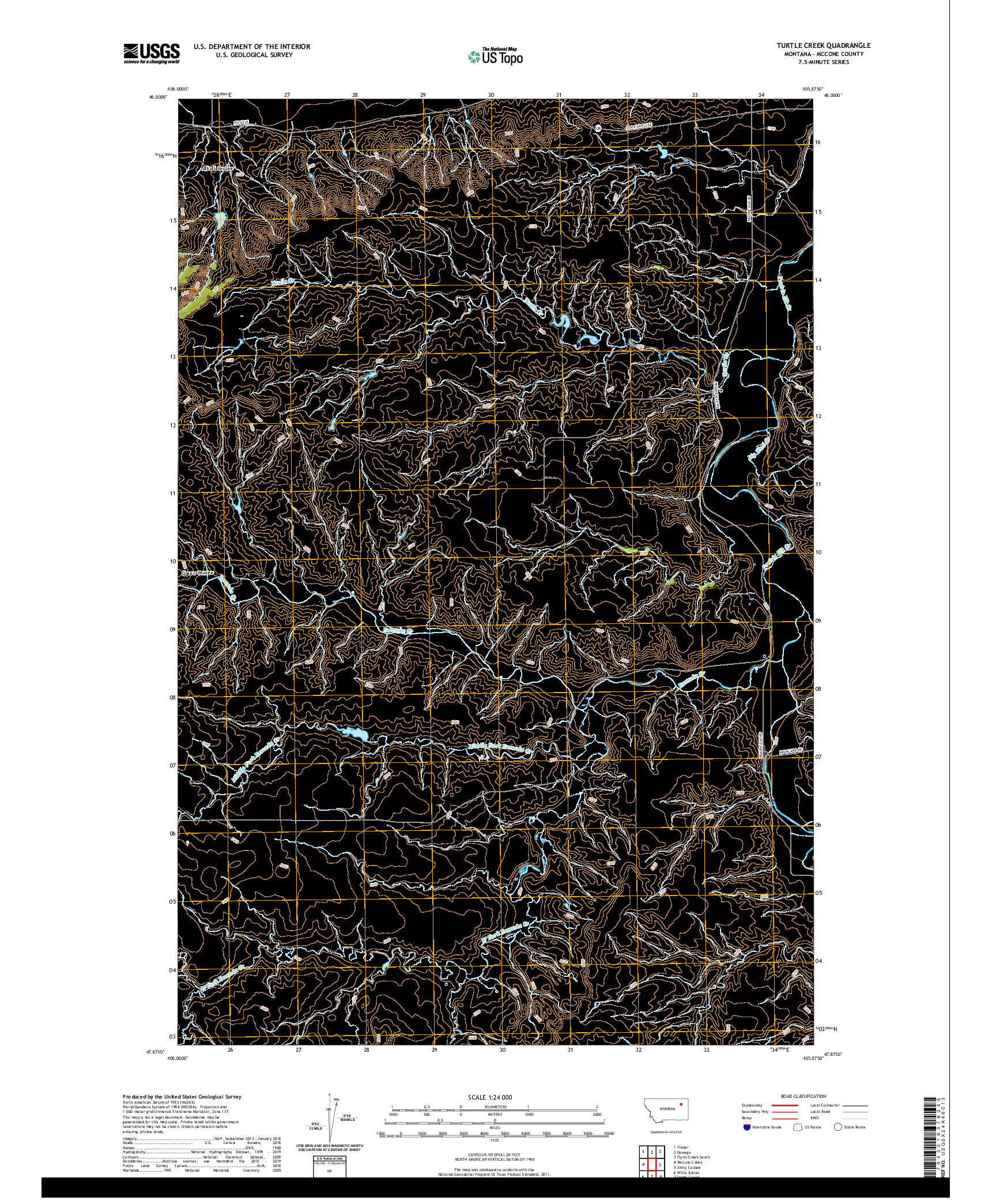 USGS US TOPO 7.5-MINUTE MAP FOR TURTLE CREEK, MT 2020