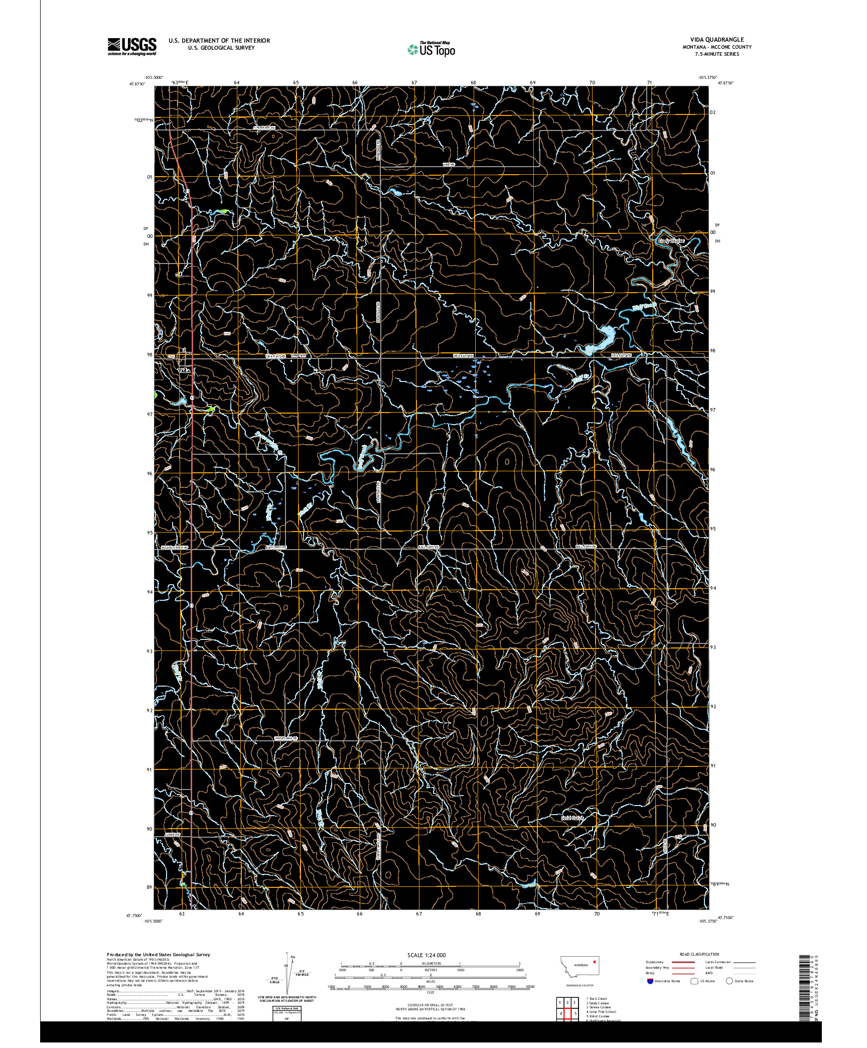 USGS US TOPO 7.5-MINUTE MAP FOR VIDA, MT 2020
