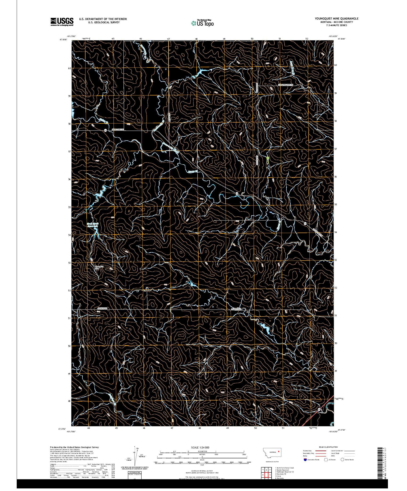 USGS US TOPO 7.5-MINUTE MAP FOR YOUNGQUIST MINE, MT 2020