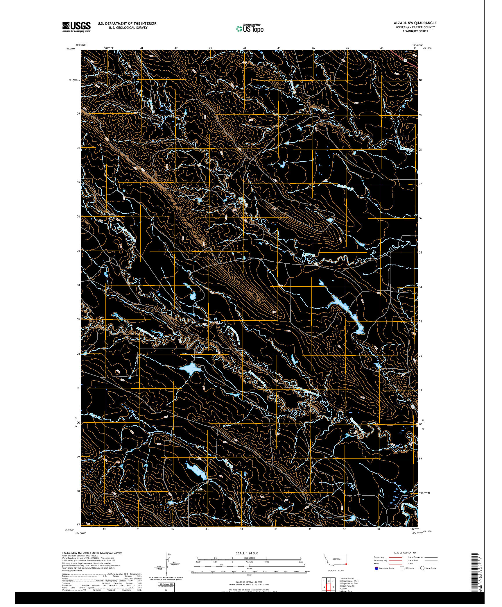 USGS US TOPO 7.5-MINUTE MAP FOR ALZADA NW, MT 2020