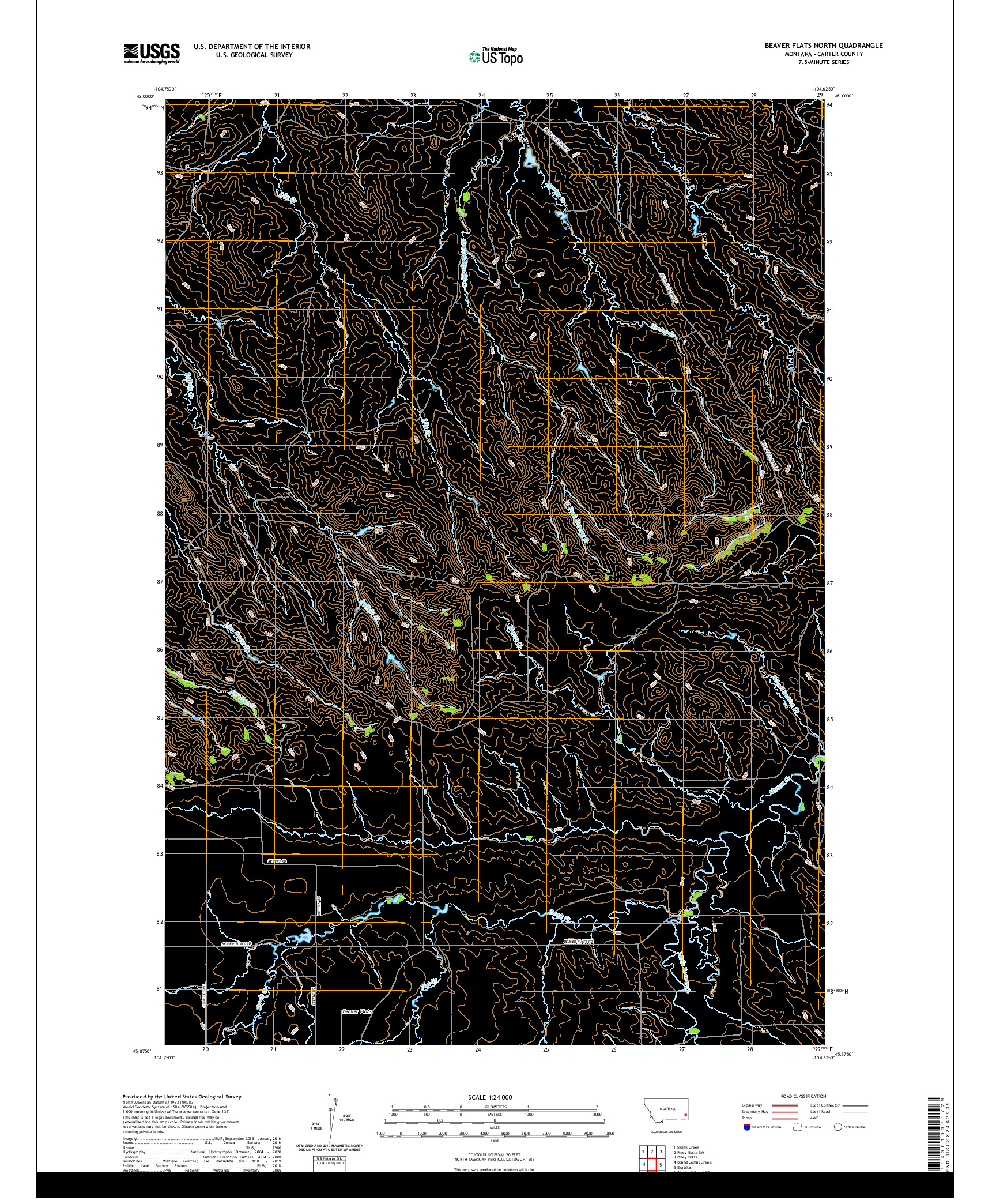 USGS US TOPO 7.5-MINUTE MAP FOR BEAVER FLATS NORTH, MT 2020