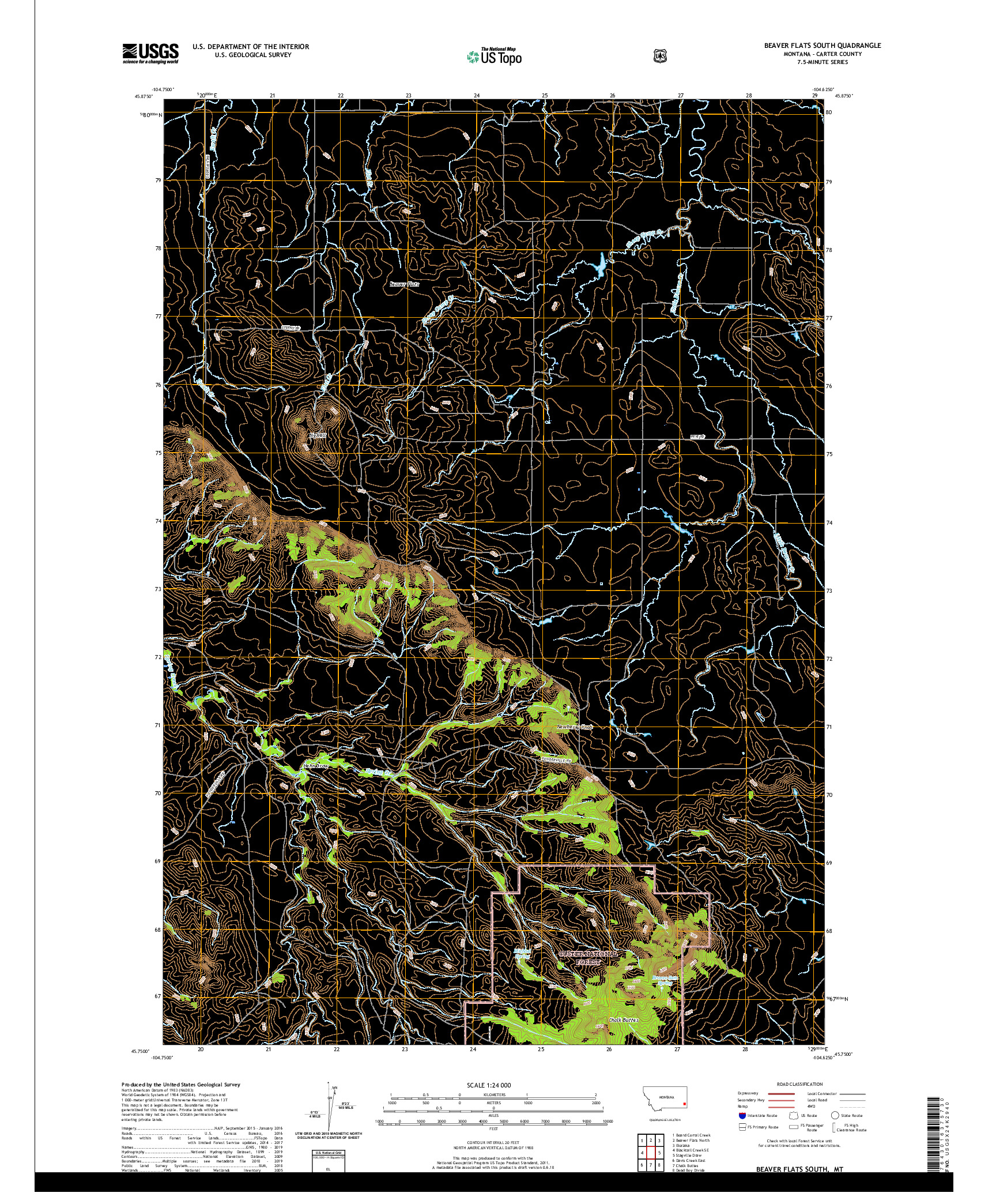 USGS US TOPO 7.5-MINUTE MAP FOR BEAVER FLATS SOUTH, MT 2020
