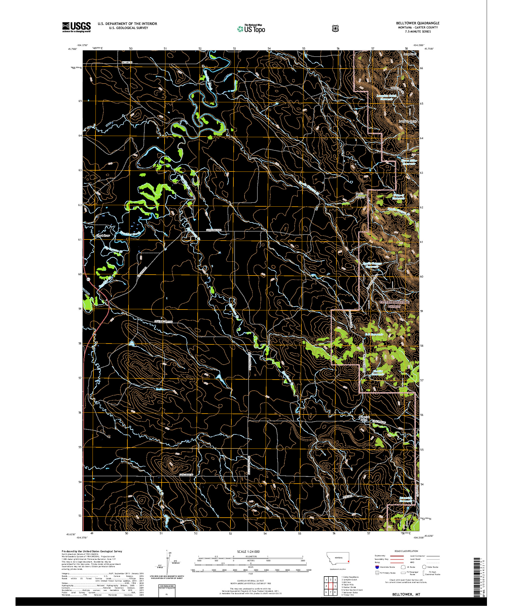 USGS US TOPO 7.5-MINUTE MAP FOR BELLTOWER, MT 2020