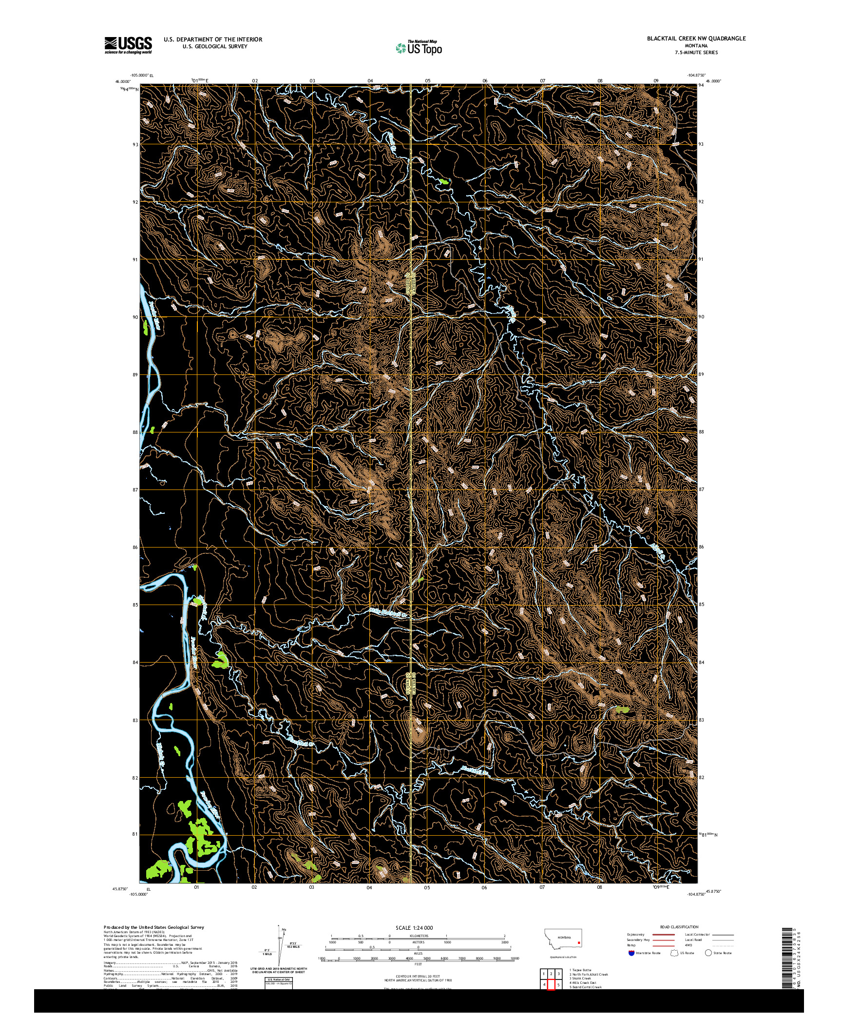 USGS US TOPO 7.5-MINUTE MAP FOR BLACKTAIL CREEK NW, MT 2020