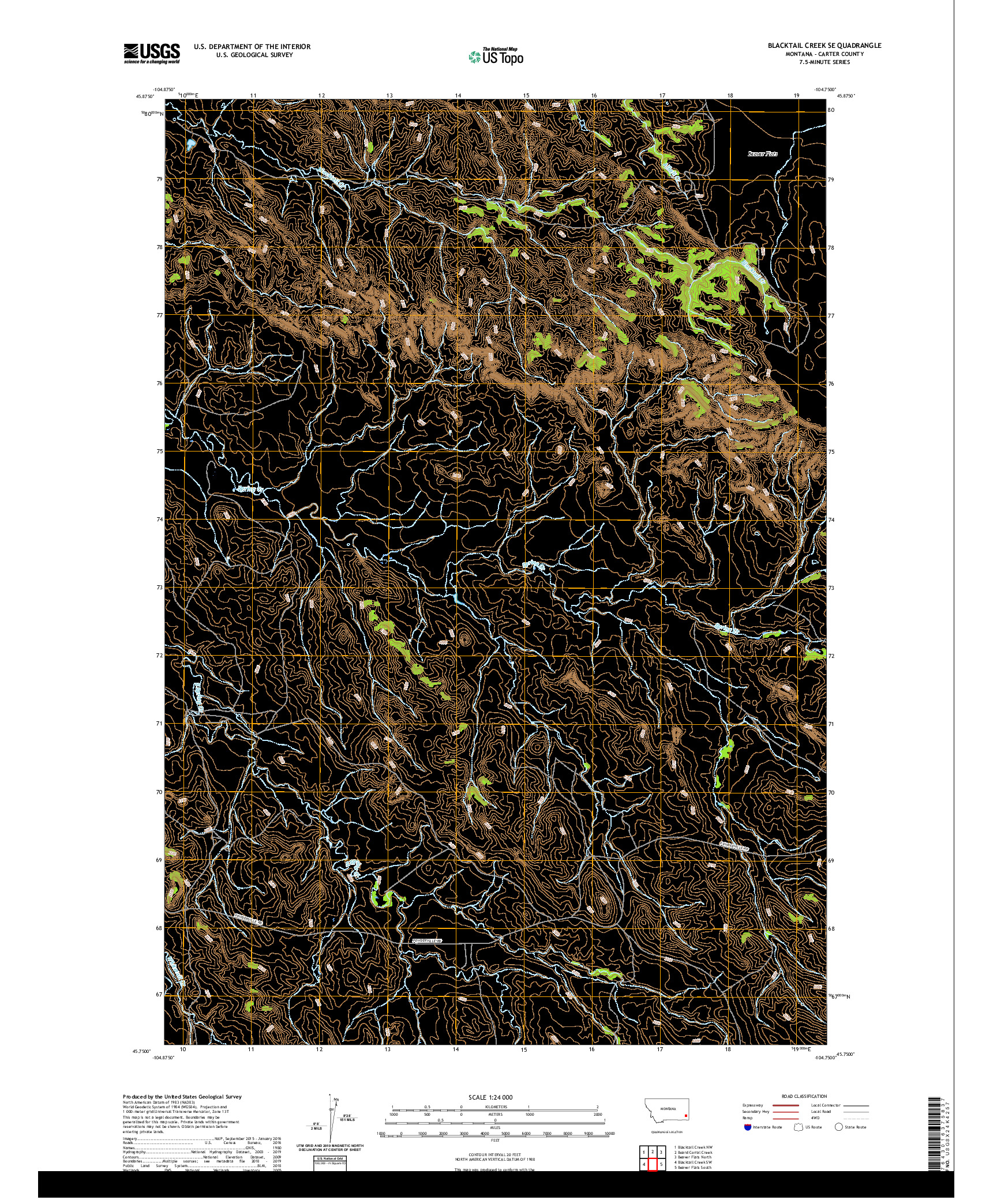 USGS US TOPO 7.5-MINUTE MAP FOR BLACKTAIL CREEK SE, MT 2020