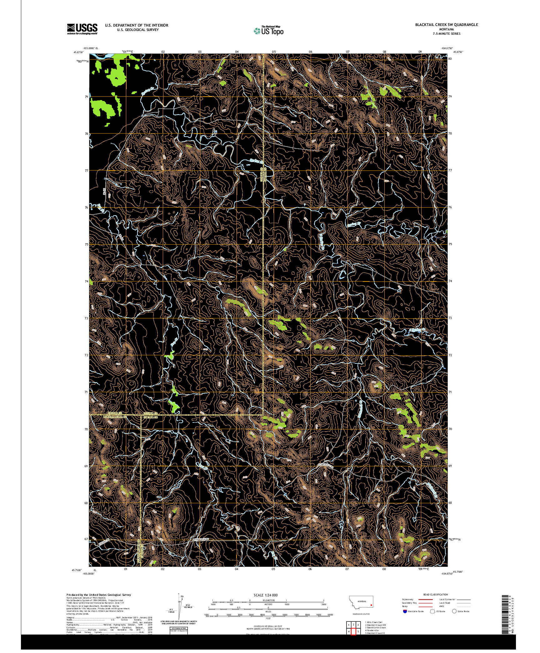 USGS US TOPO 7.5-MINUTE MAP FOR BLACKTAIL CREEK SW, MT 2020