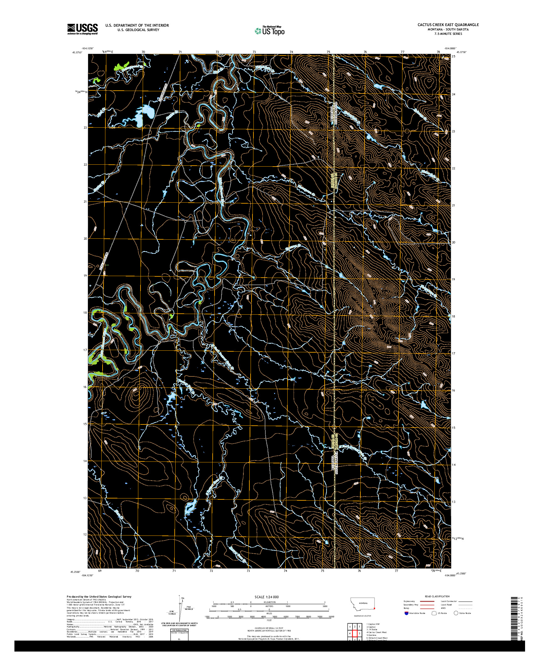 USGS US TOPO 7.5-MINUTE MAP FOR CACTUS CREEK EAST, MT,SD 2020