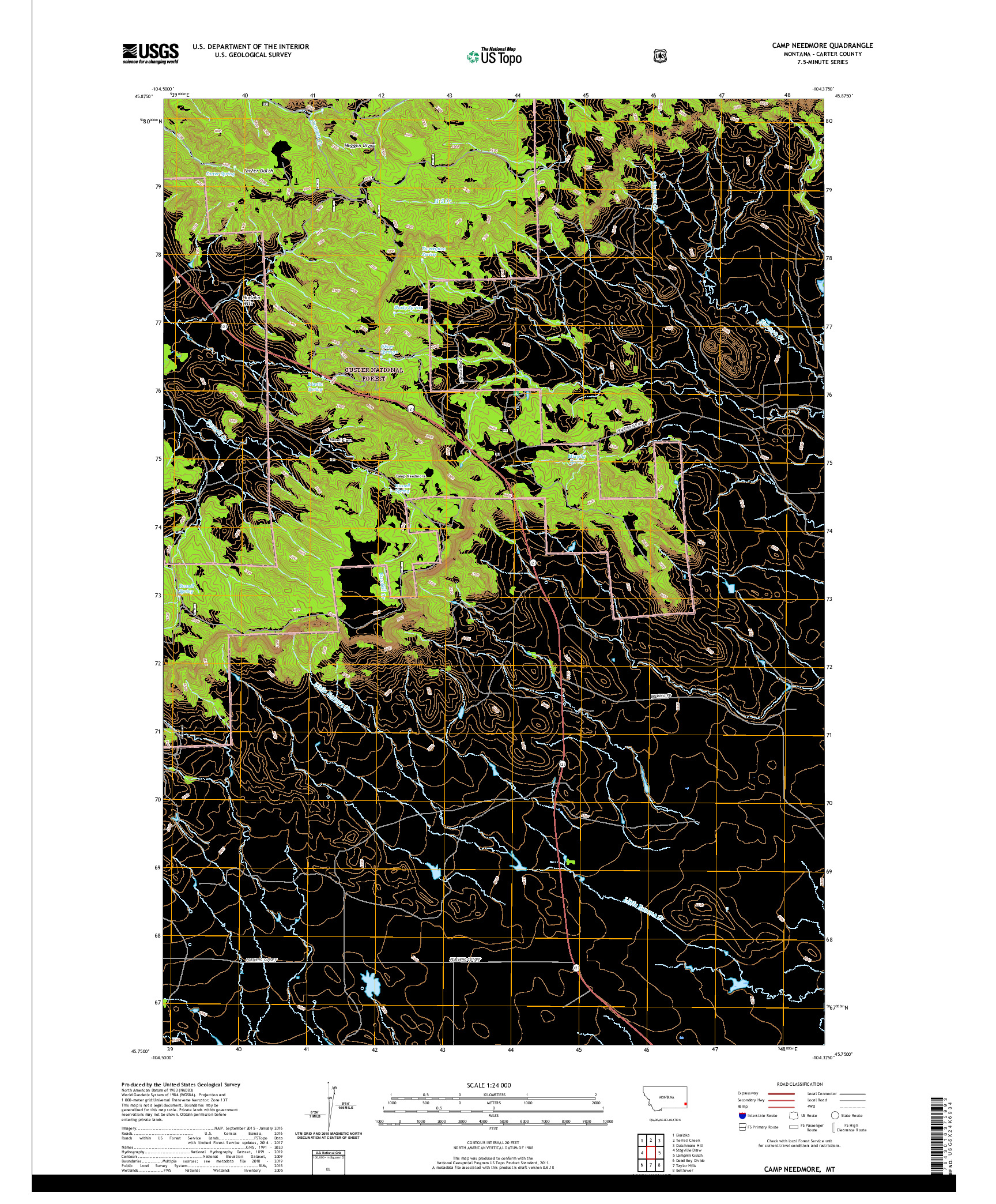 USGS US TOPO 7.5-MINUTE MAP FOR CAMP NEEDMORE, MT 2020