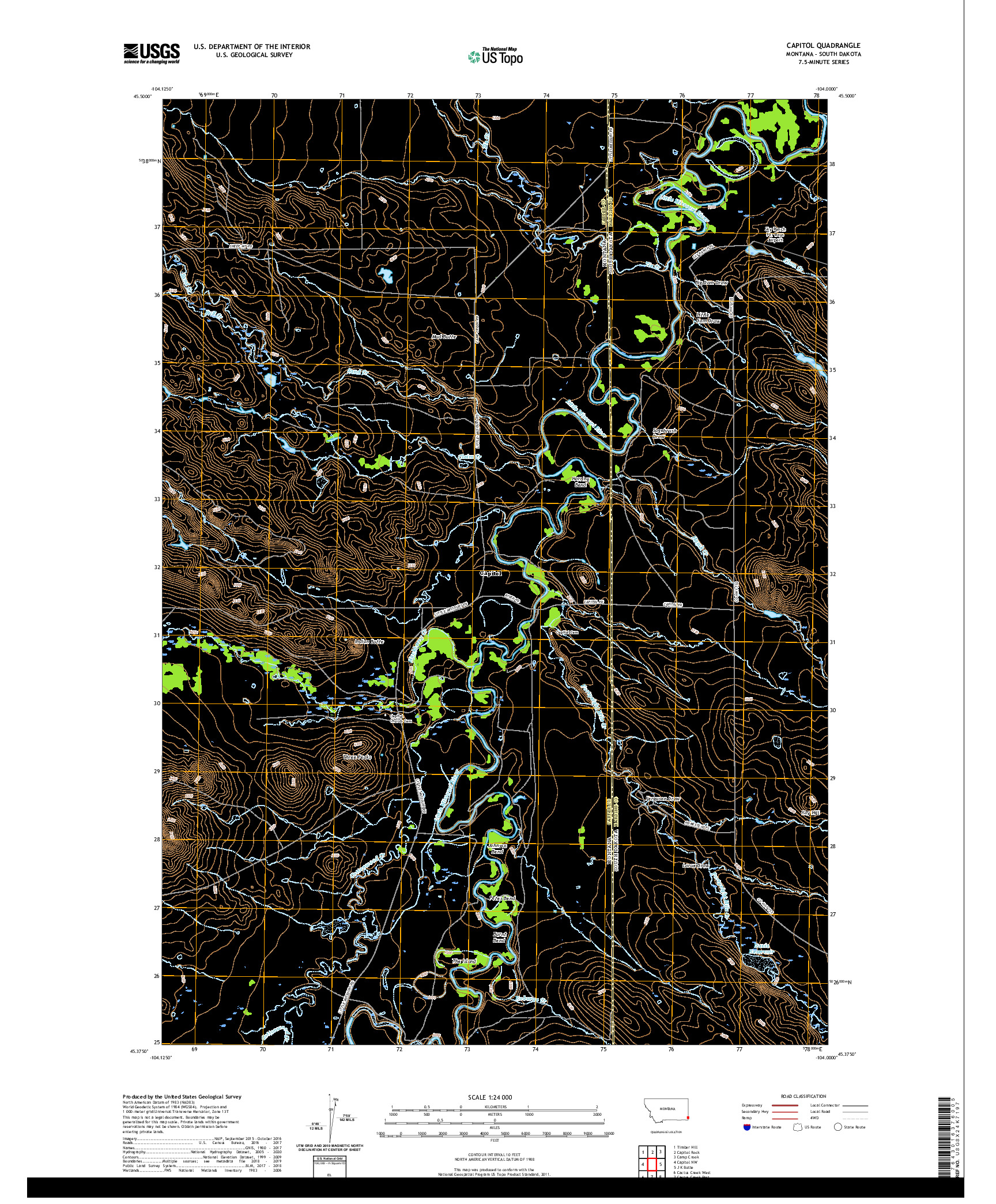 USGS US TOPO 7.5-MINUTE MAP FOR CAPITOL, MT,SD 2020