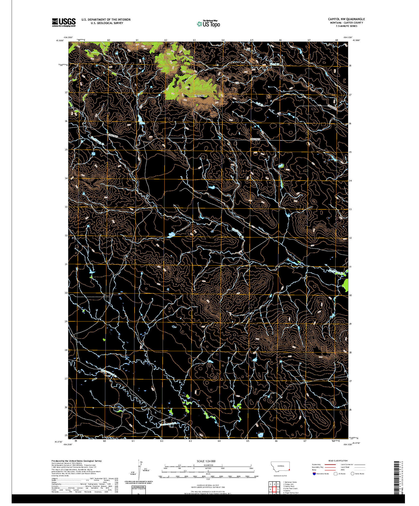 USGS US TOPO 7.5-MINUTE MAP FOR CAPITOL NW, MT 2020