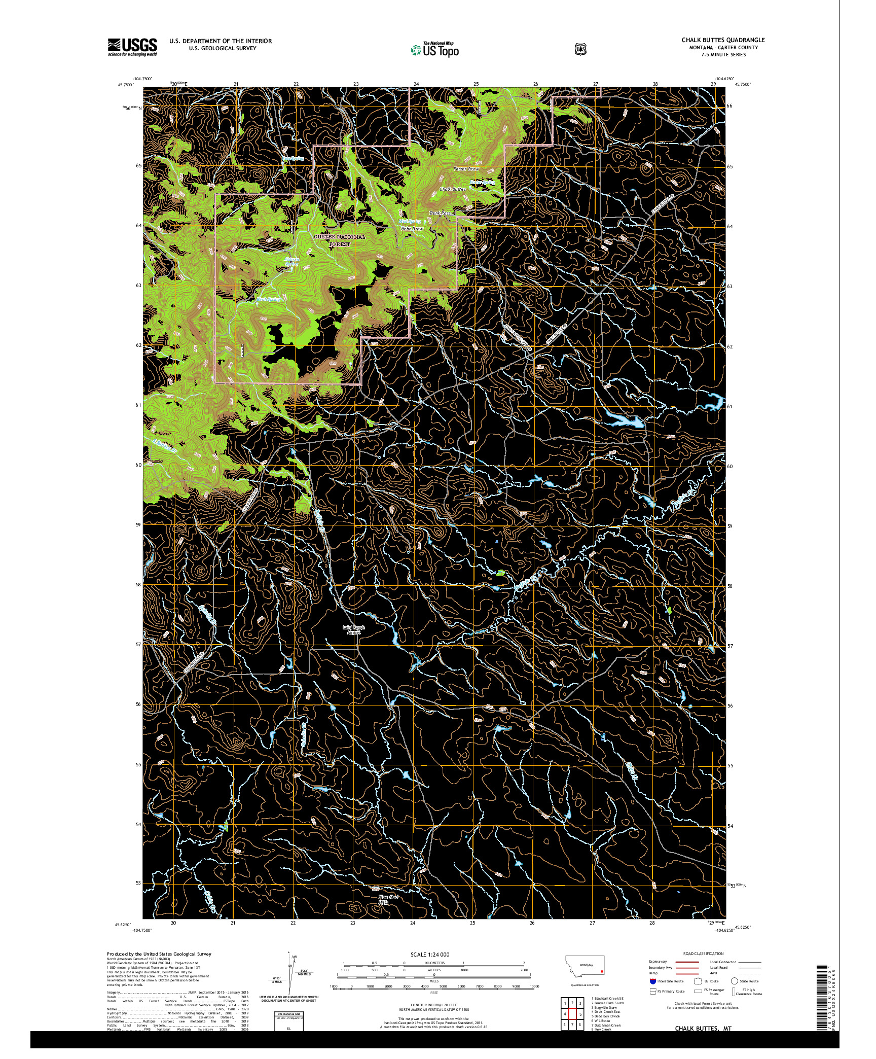 USGS US TOPO 7.5-MINUTE MAP FOR CHALK BUTTES, MT 2020