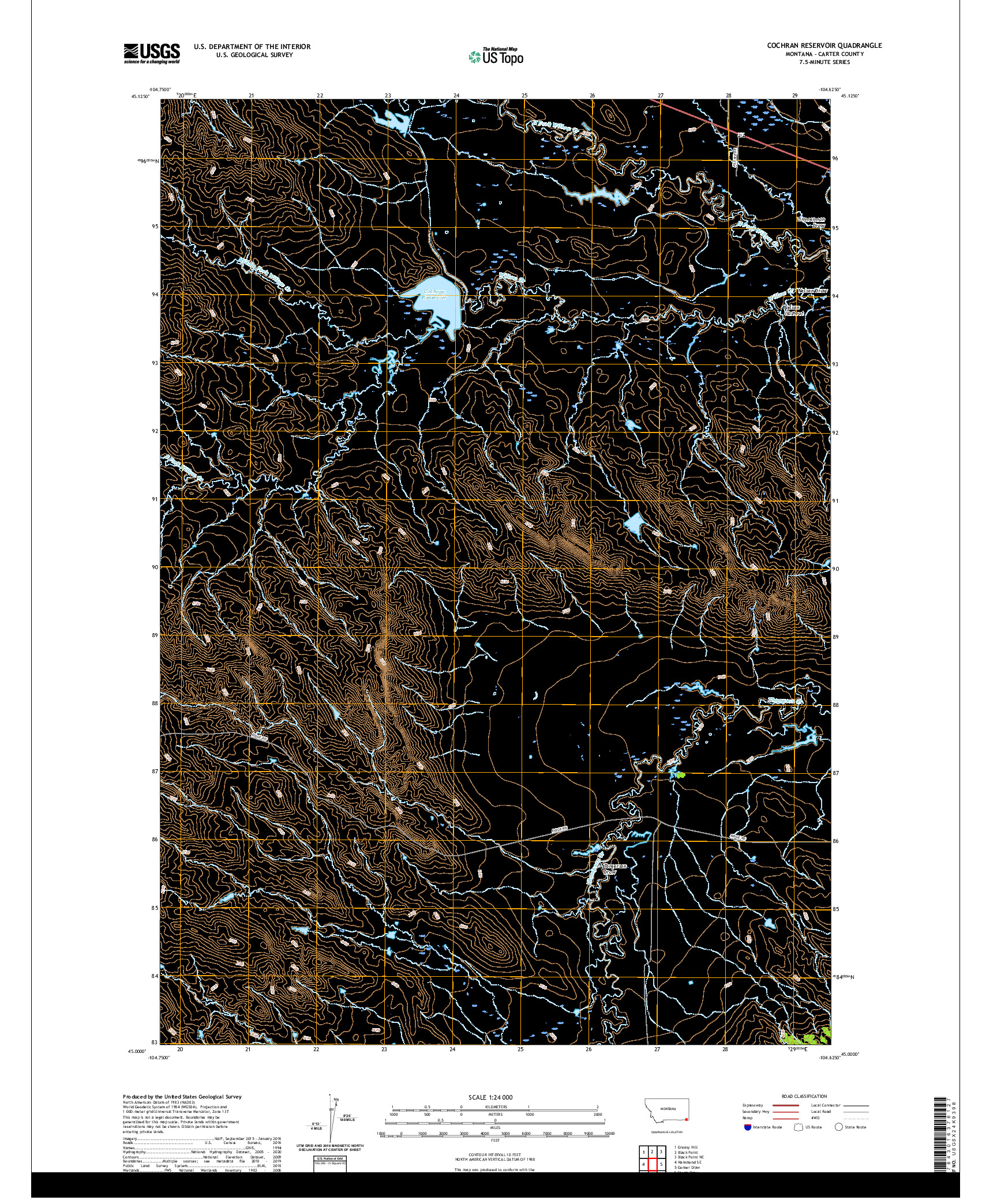 USGS US TOPO 7.5-MINUTE MAP FOR COCHRAN RESERVOIR, MT 2020