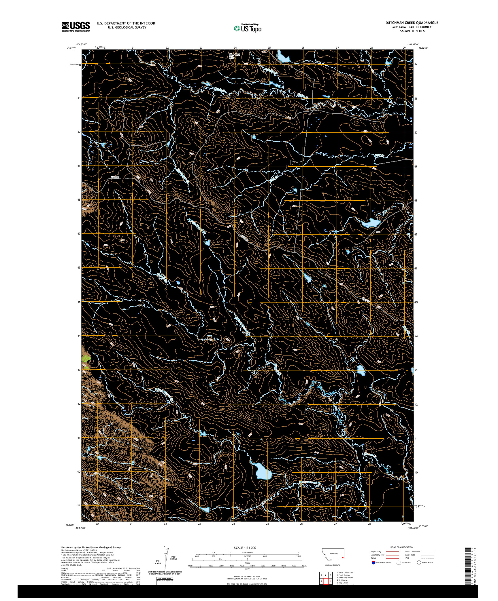 USGS US TOPO 7.5-MINUTE MAP FOR DUTCHMAN CREEK, MT 2020