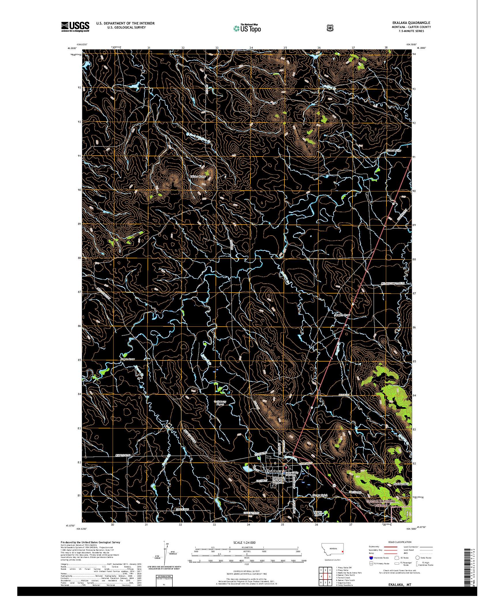 USGS US TOPO 7.5-MINUTE MAP FOR EKALAKA, MT 2020