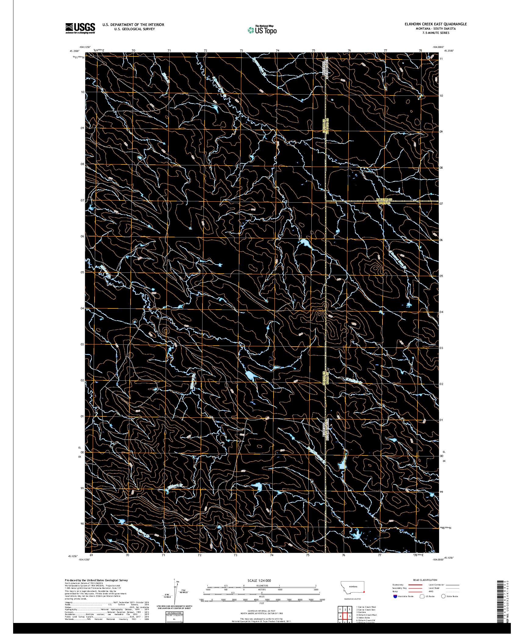 USGS US TOPO 7.5-MINUTE MAP FOR ELKHORN CREEK EAST, MT,SD 2020