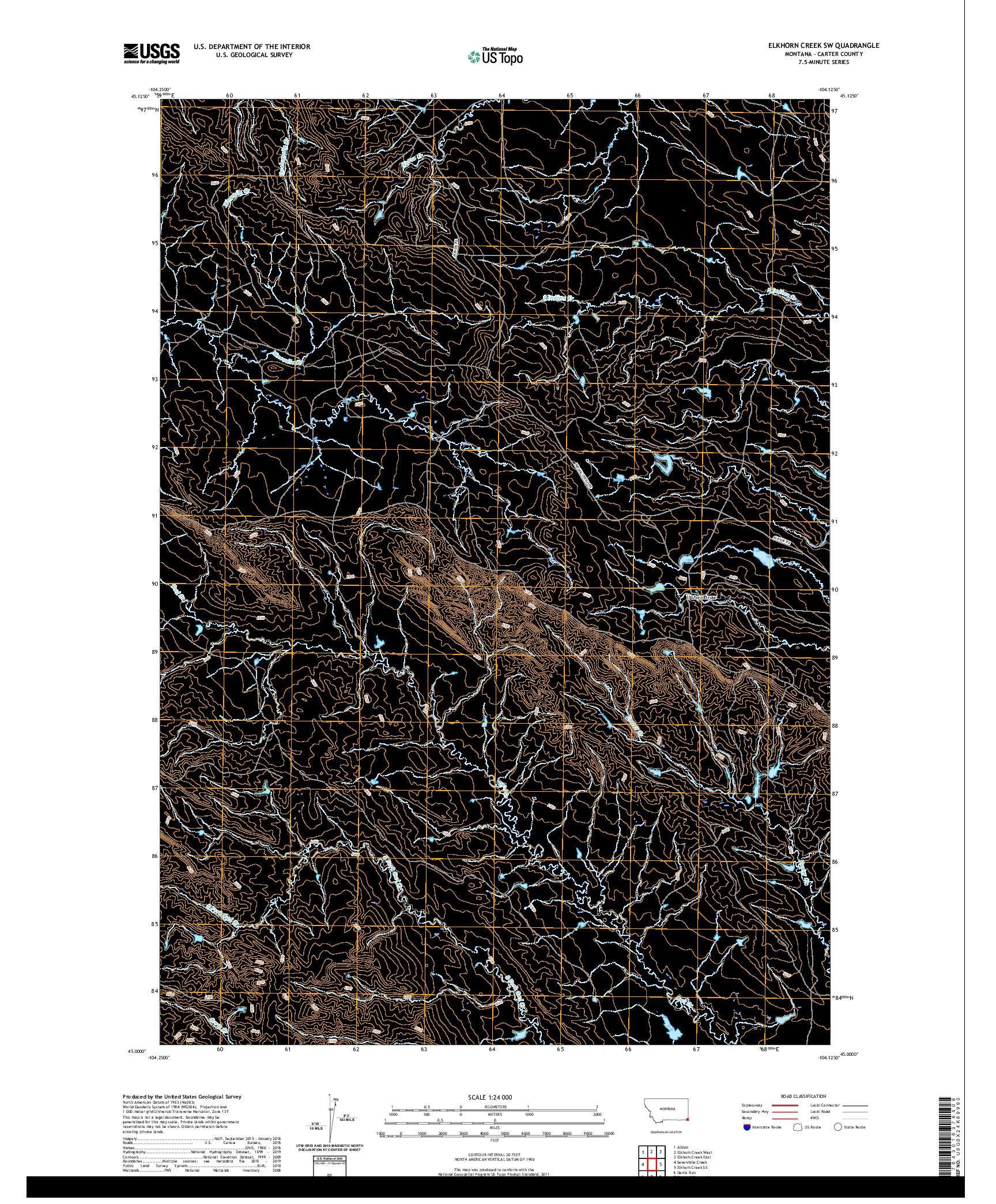 USGS US TOPO 7.5-MINUTE MAP FOR ELKHORN CREEK SW, MT 2020