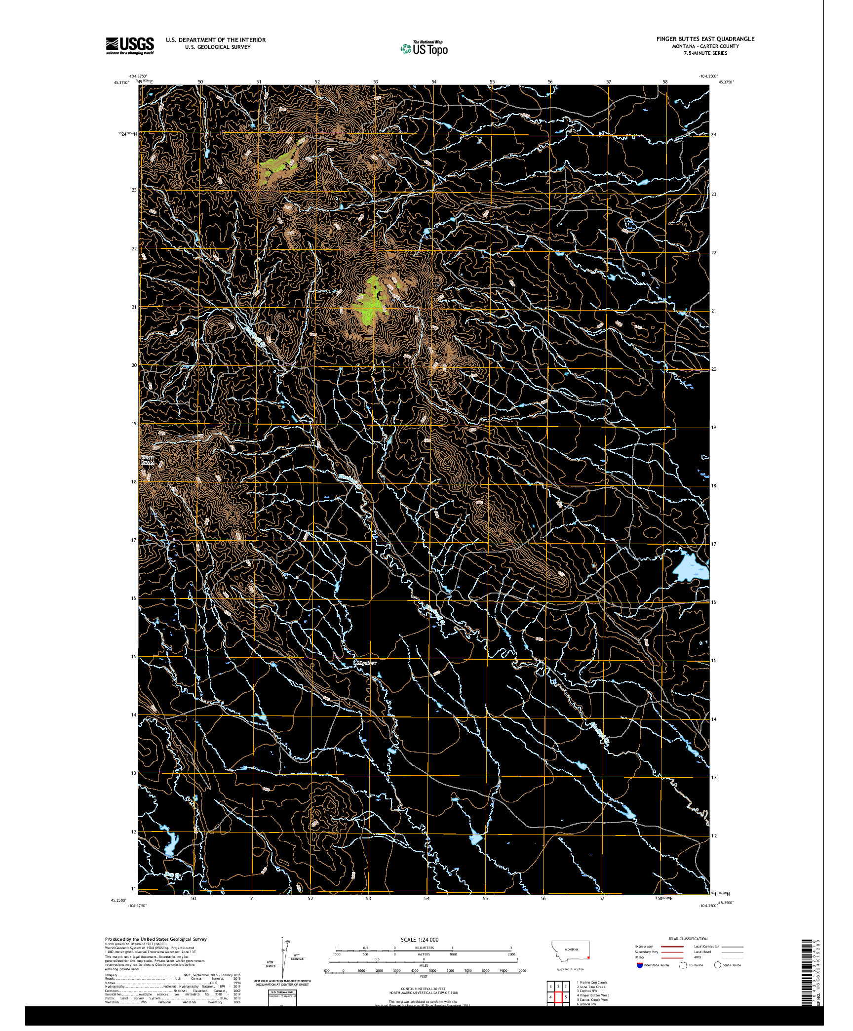 USGS US TOPO 7.5-MINUTE MAP FOR FINGER BUTTES EAST, MT 2020