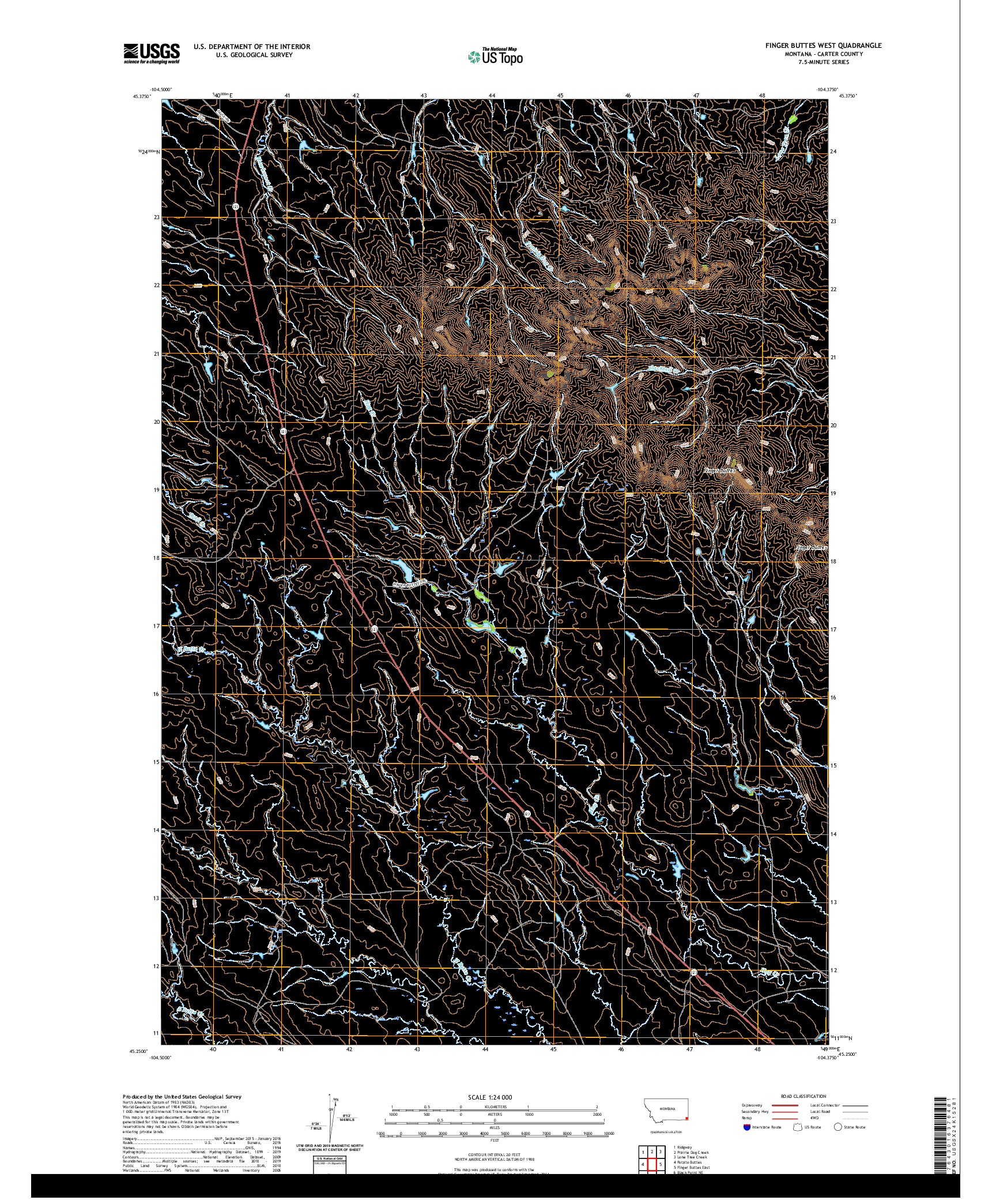 USGS US TOPO 7.5-MINUTE MAP FOR FINGER BUTTES WEST, MT 2020