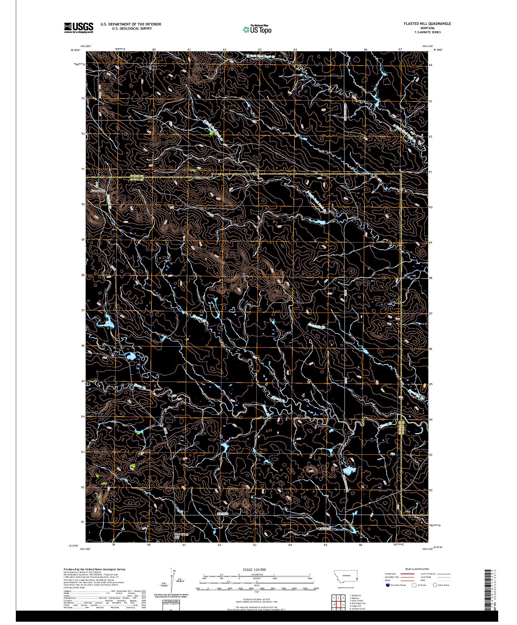 USGS US TOPO 7.5-MINUTE MAP FOR FLASTED HILL, MT 2020