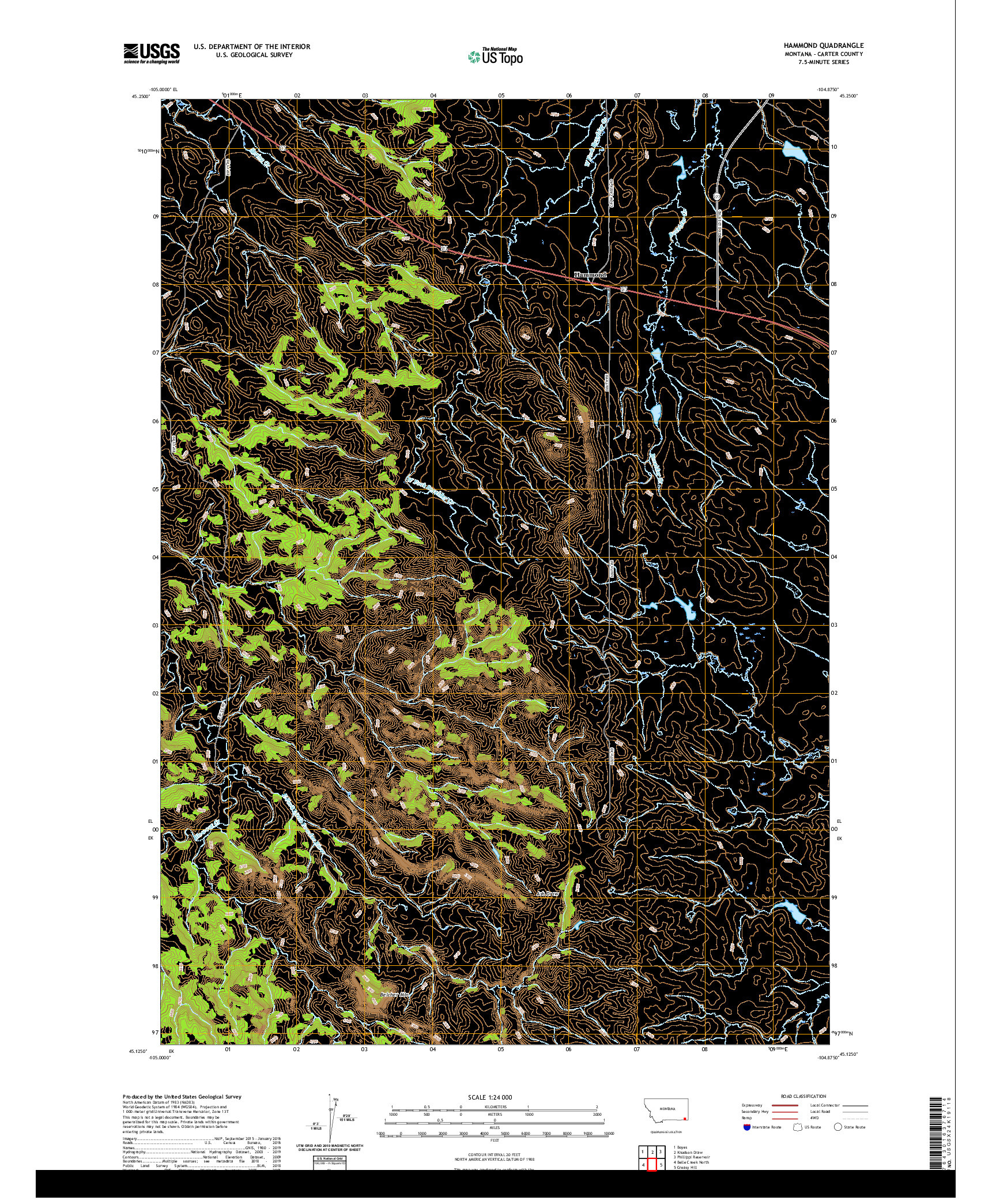 USGS US TOPO 7.5-MINUTE MAP FOR HAMMOND, MT 2020