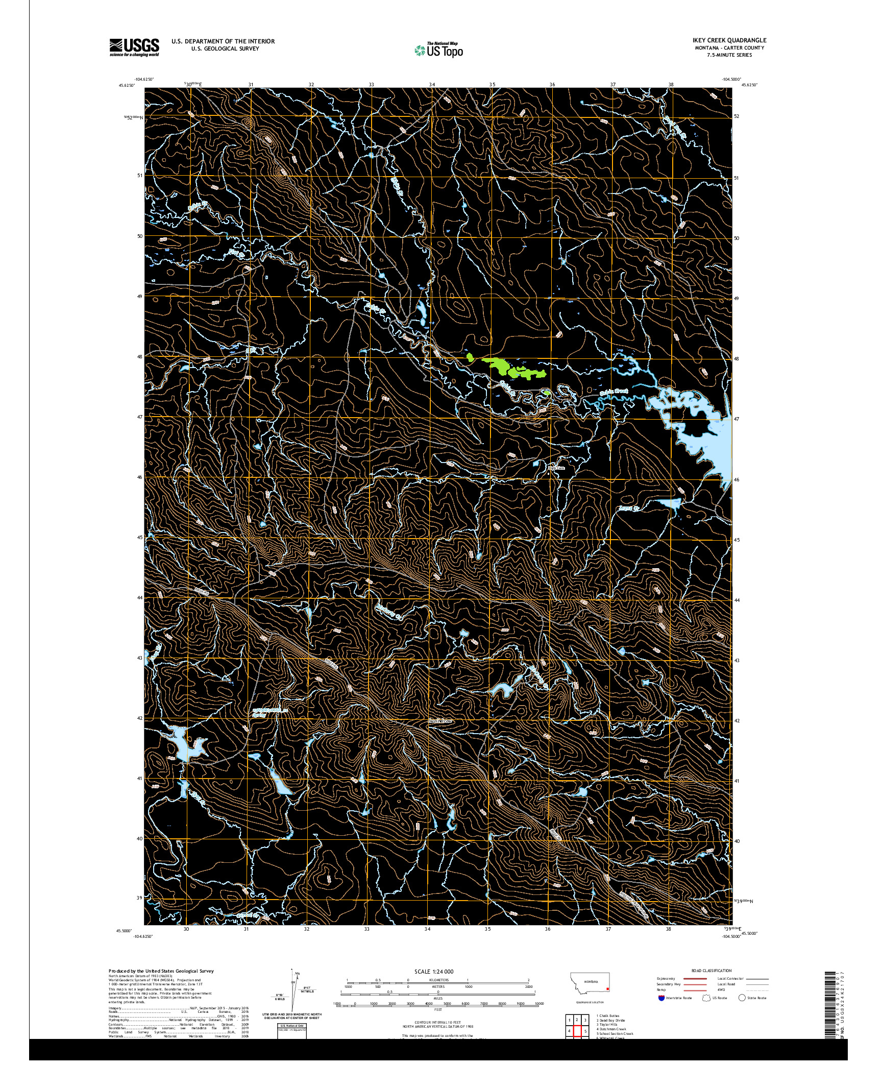 USGS US TOPO 7.5-MINUTE MAP FOR IKEY CREEK, MT 2020