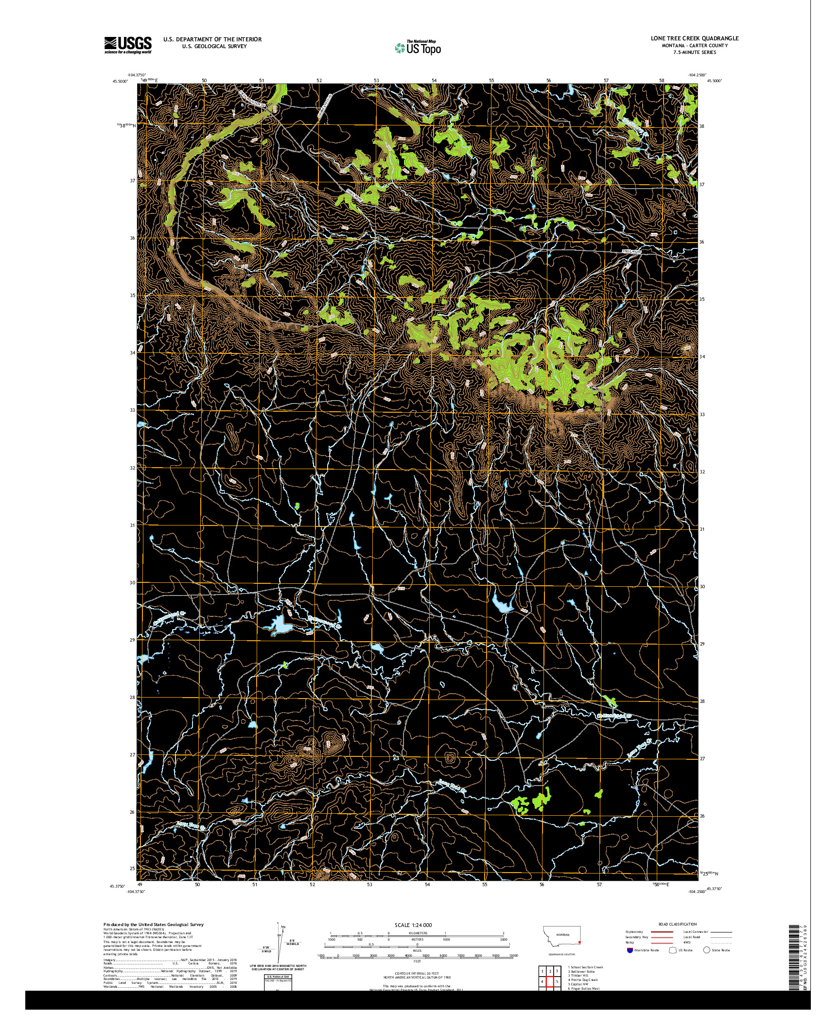 USGS US TOPO 7.5-MINUTE MAP FOR LONE TREE CREEK, MT 2020